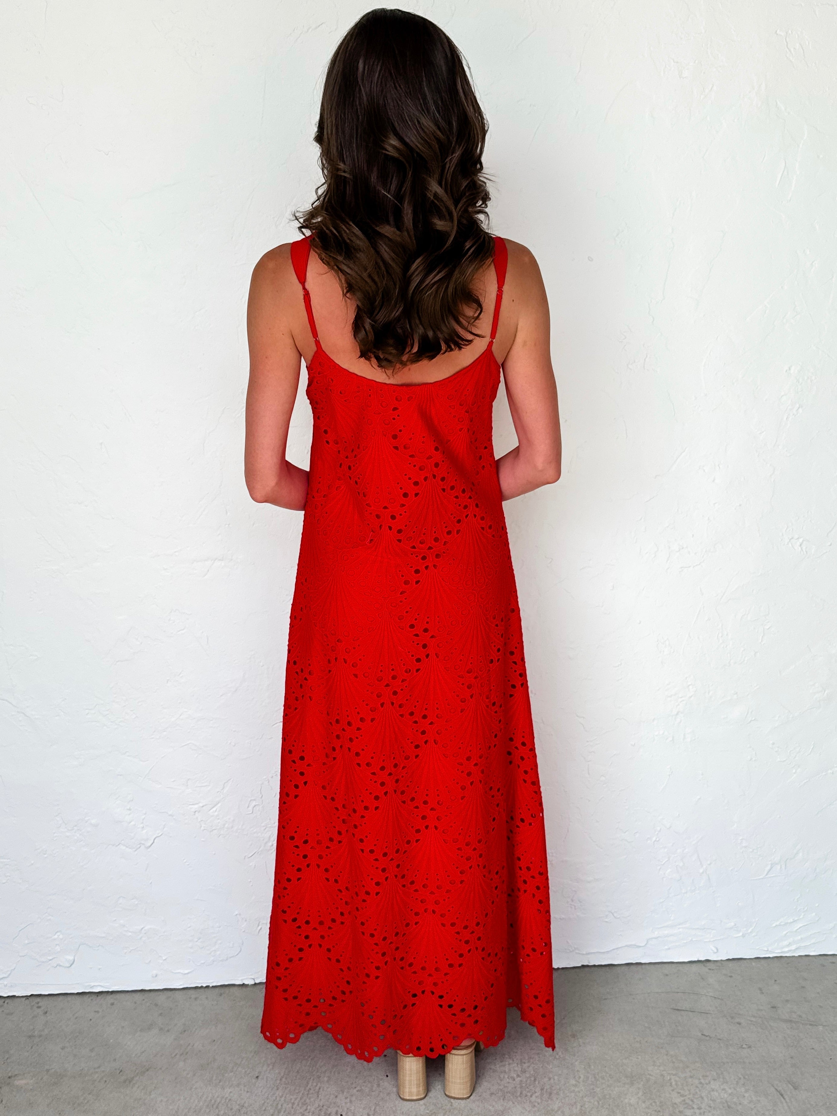 Chrissy Sleeveless Floral Embroidery Maxi Dress