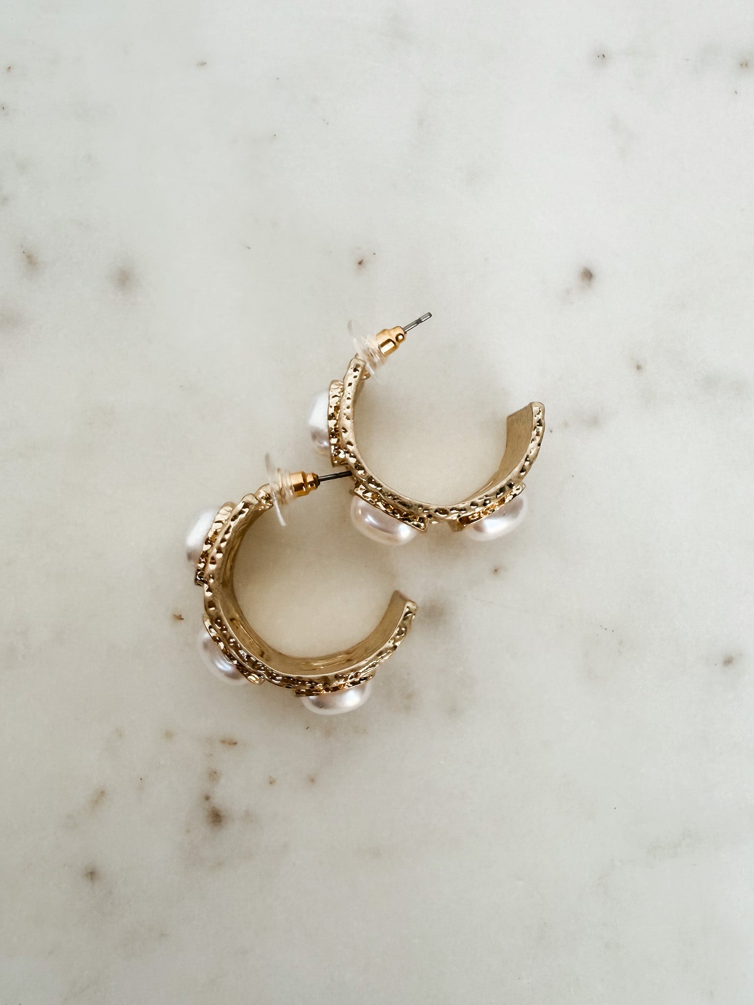 Clara Pearl Hoop Earrings