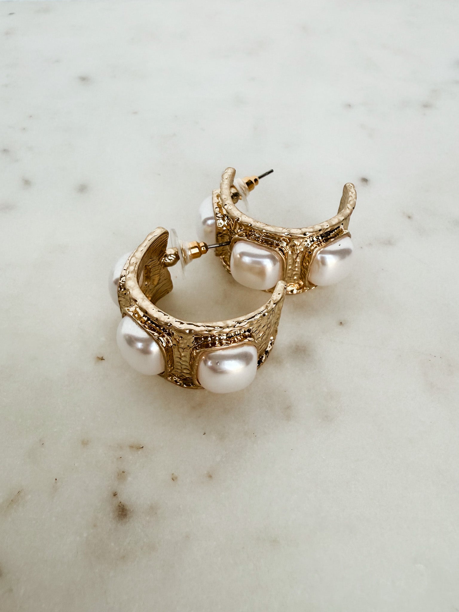 Clara Pearl Hoop Earrings