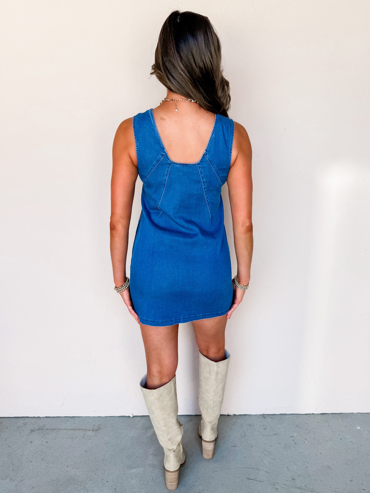 Clean Slate Sleeveless Denim Mini Dress