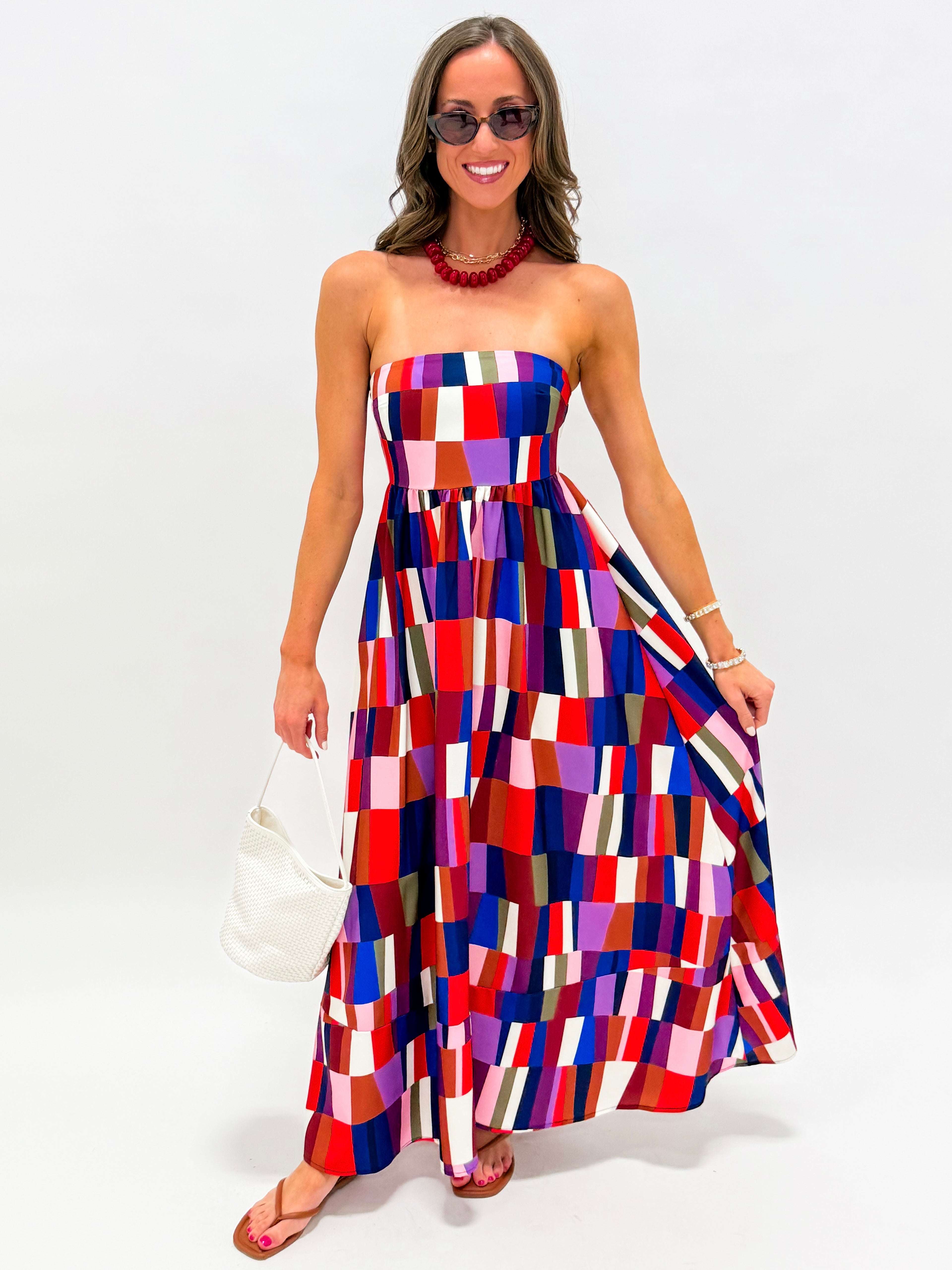 Colette Printed Strapless Midi Dress