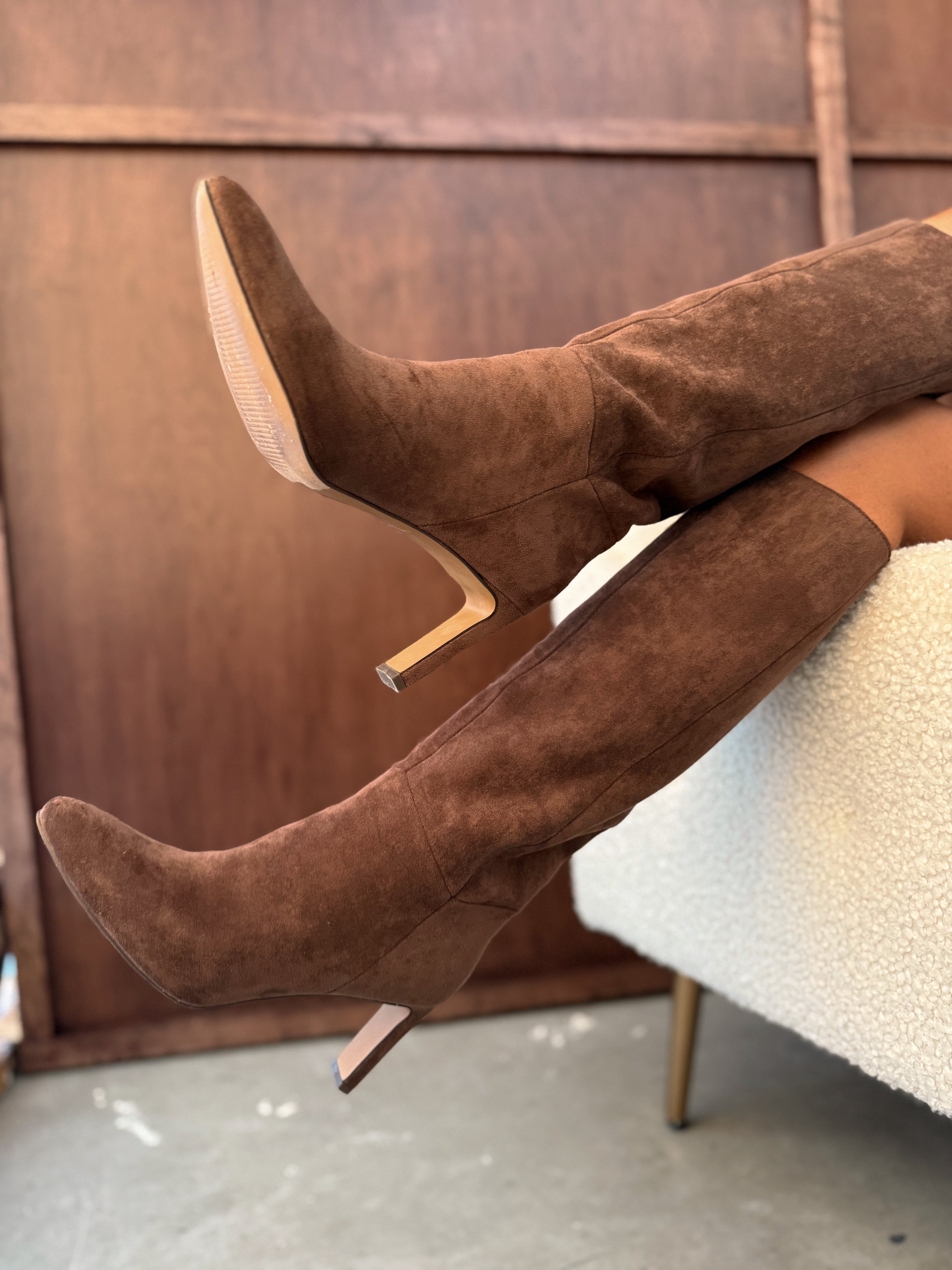 Adriana Suede Tall Boots-Chocolate