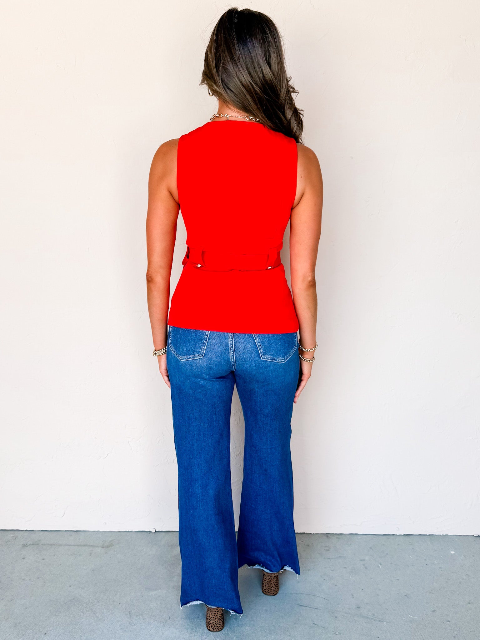 Corporate World Sleeveless Belted Vest