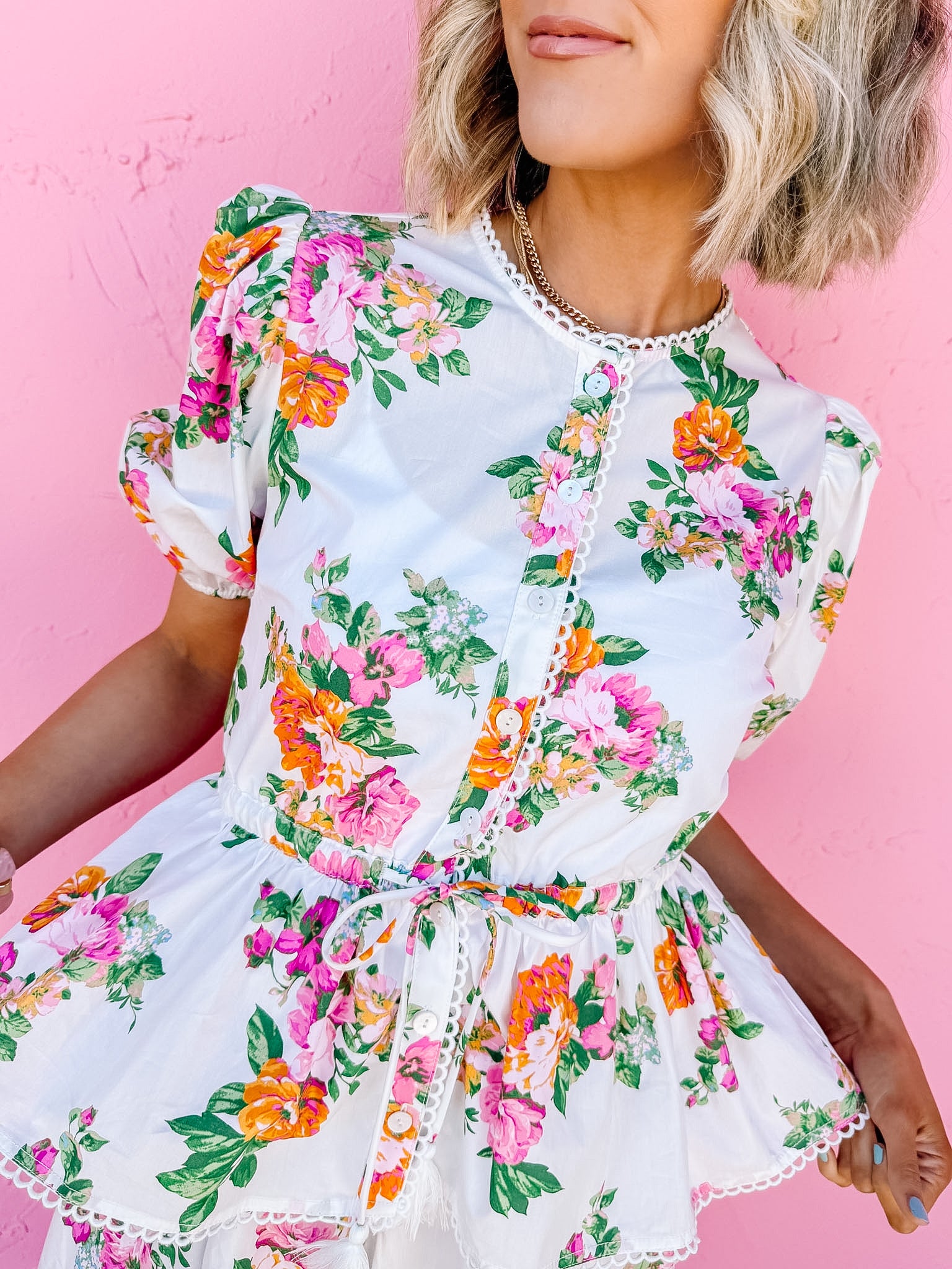 Corrine Floral Button Front Top