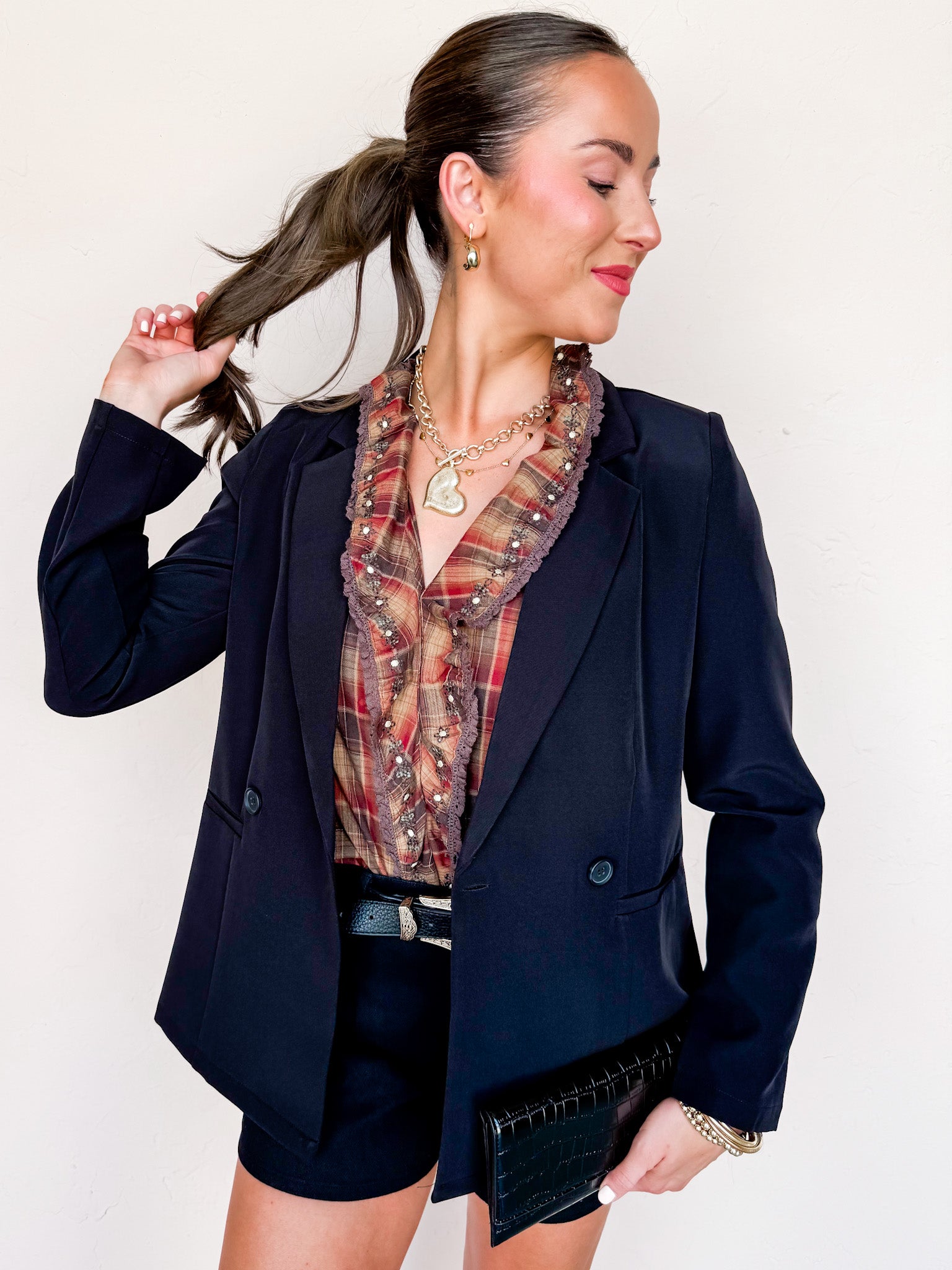 Crisp Air Double Breasted Jacket-Black