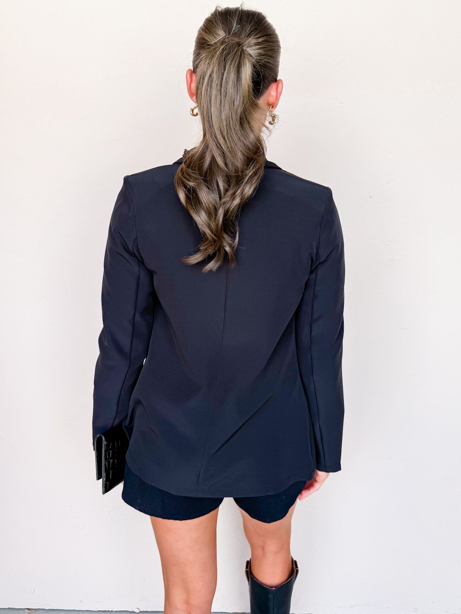 Crisp Air Double Breasted Jacket-Black