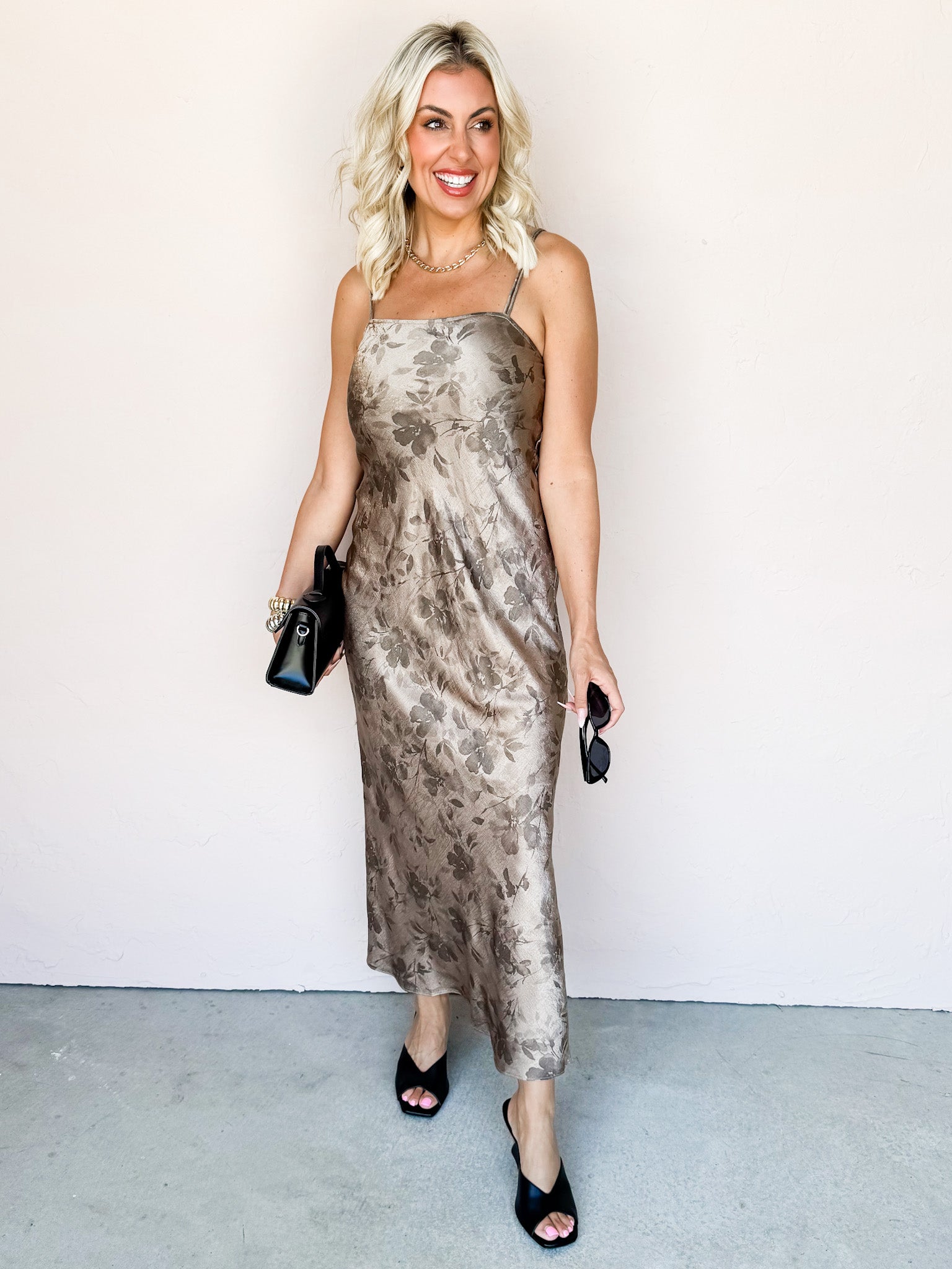 Crossed My Mind Floral Satin Slip Dress