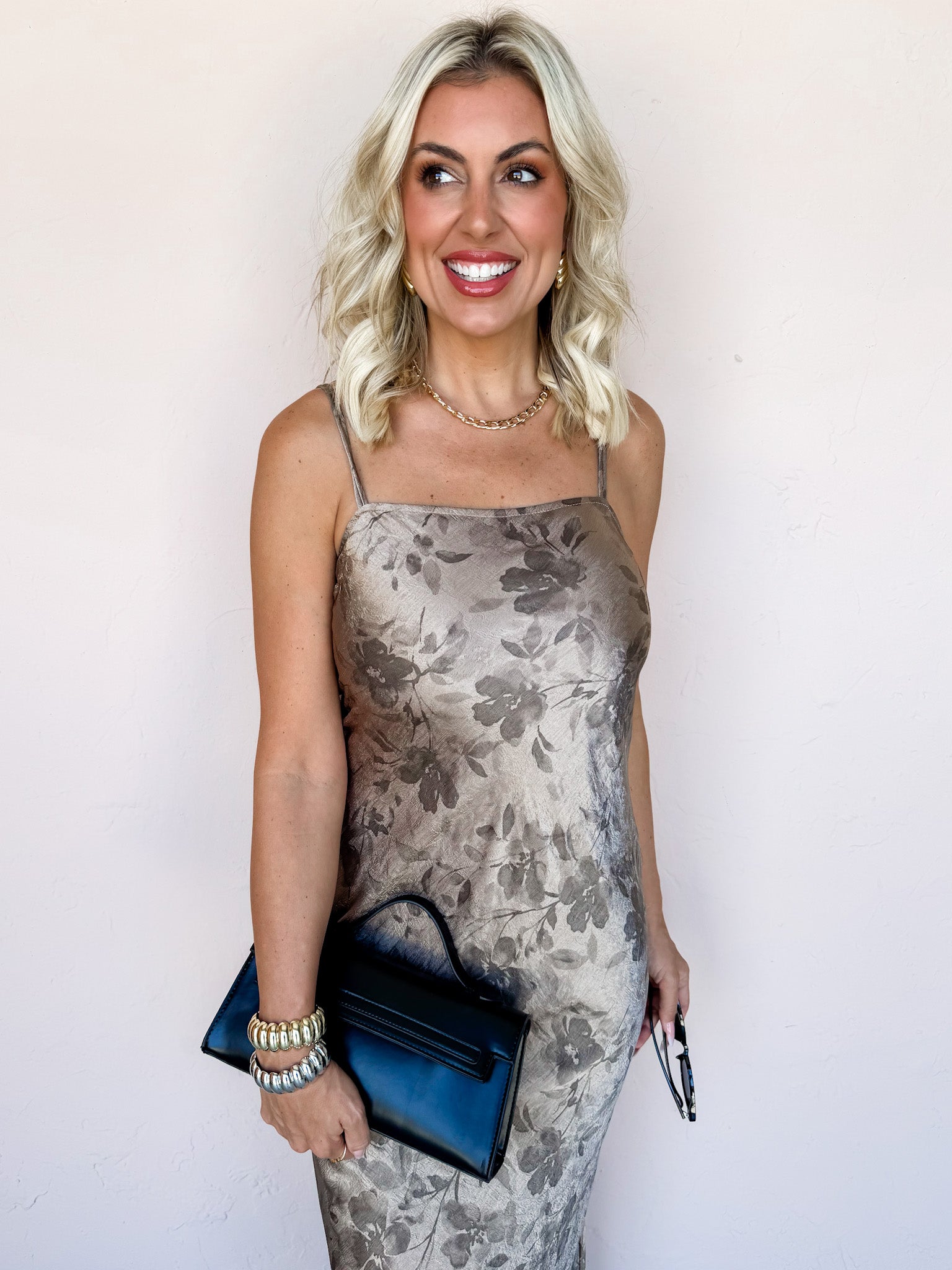 Crossed My Mind Floral Satin Slip Dress