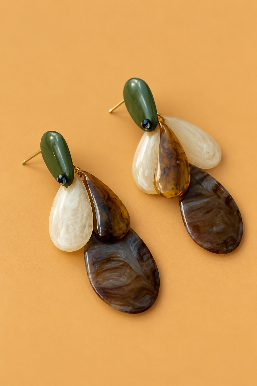 Dacie Multi Color Teardrop Statement Earrings-Brown