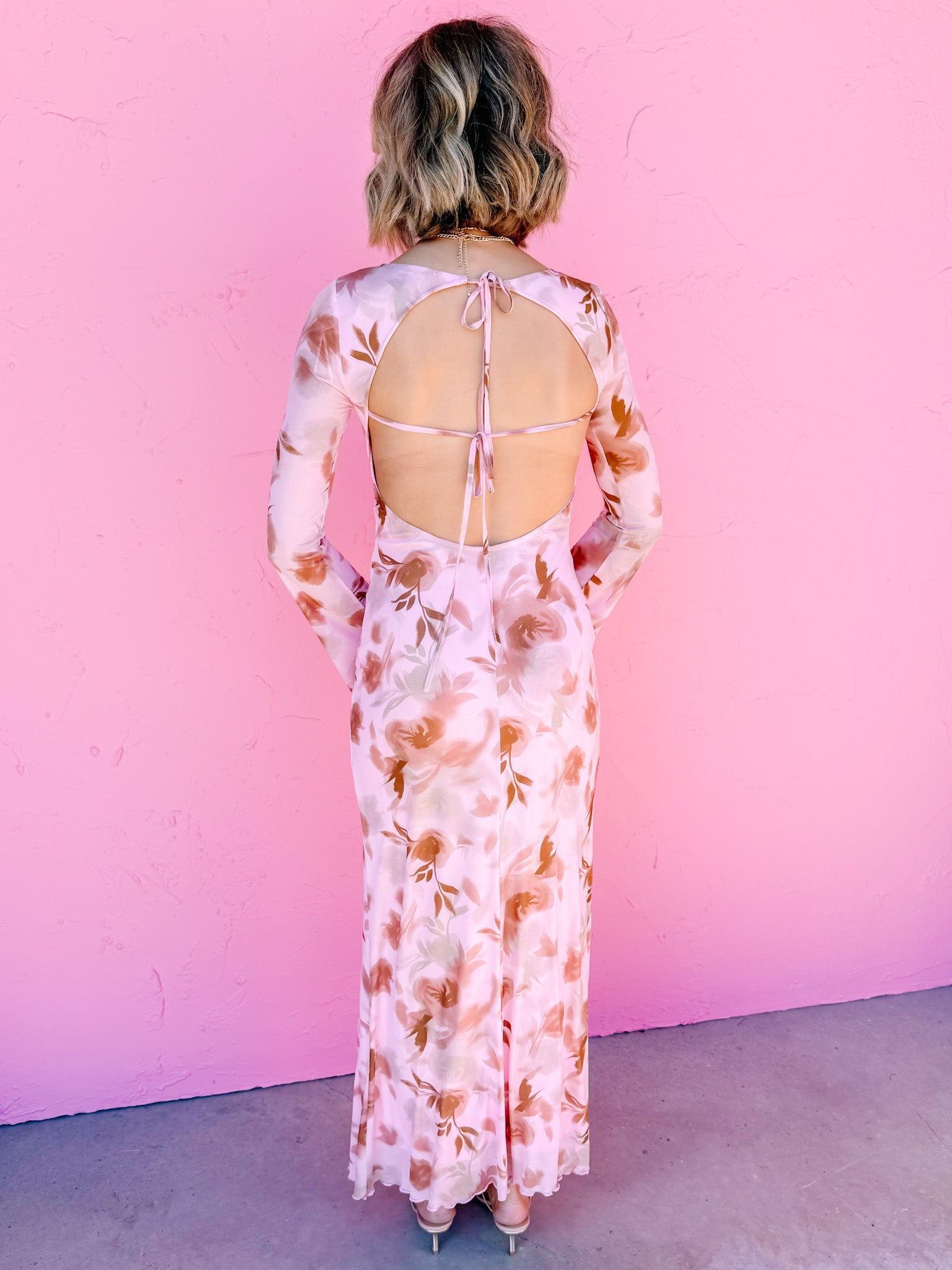 Dani Open Back Mesh Maxi Dress