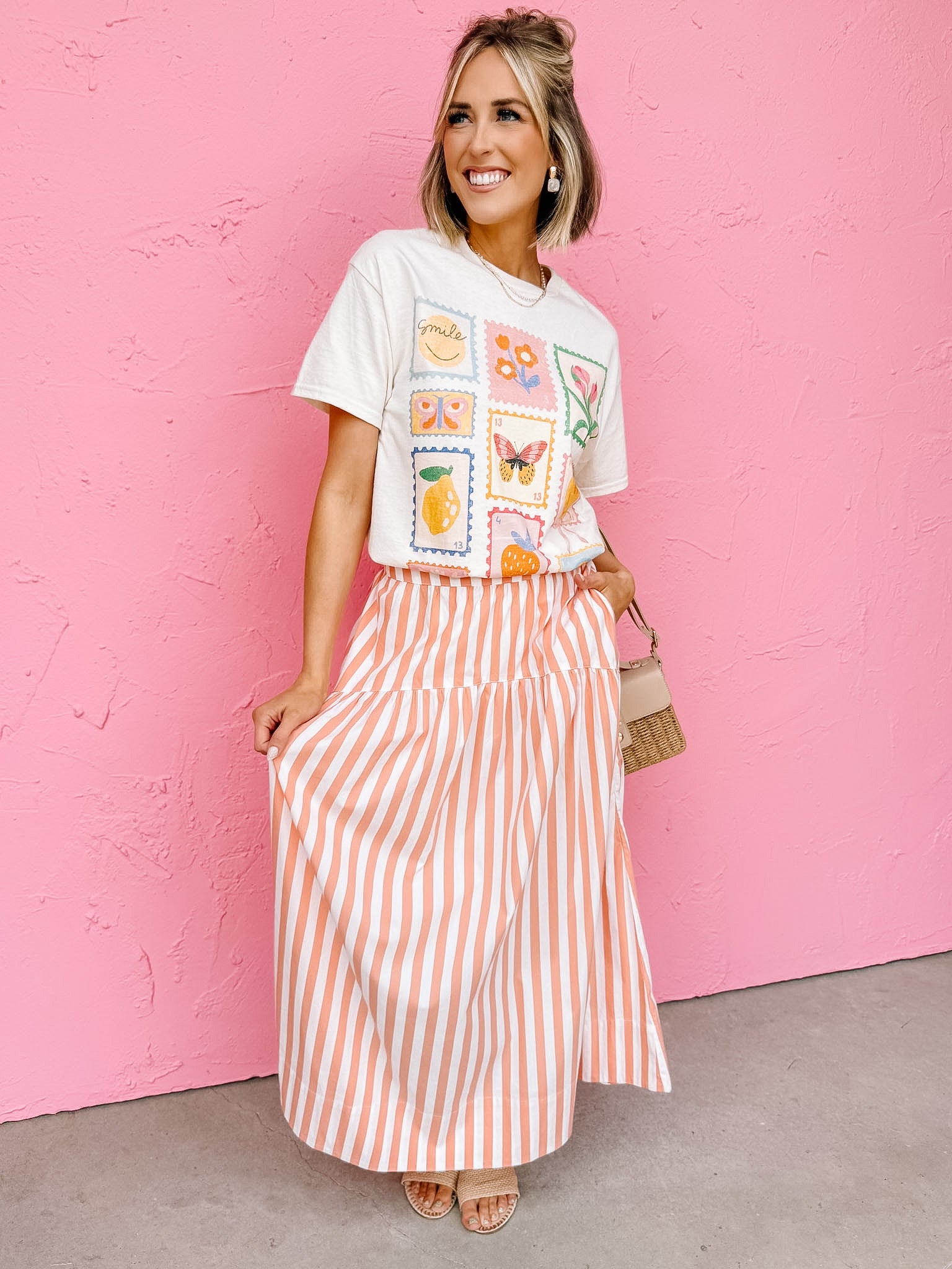 Danica Striped Midi Skirt