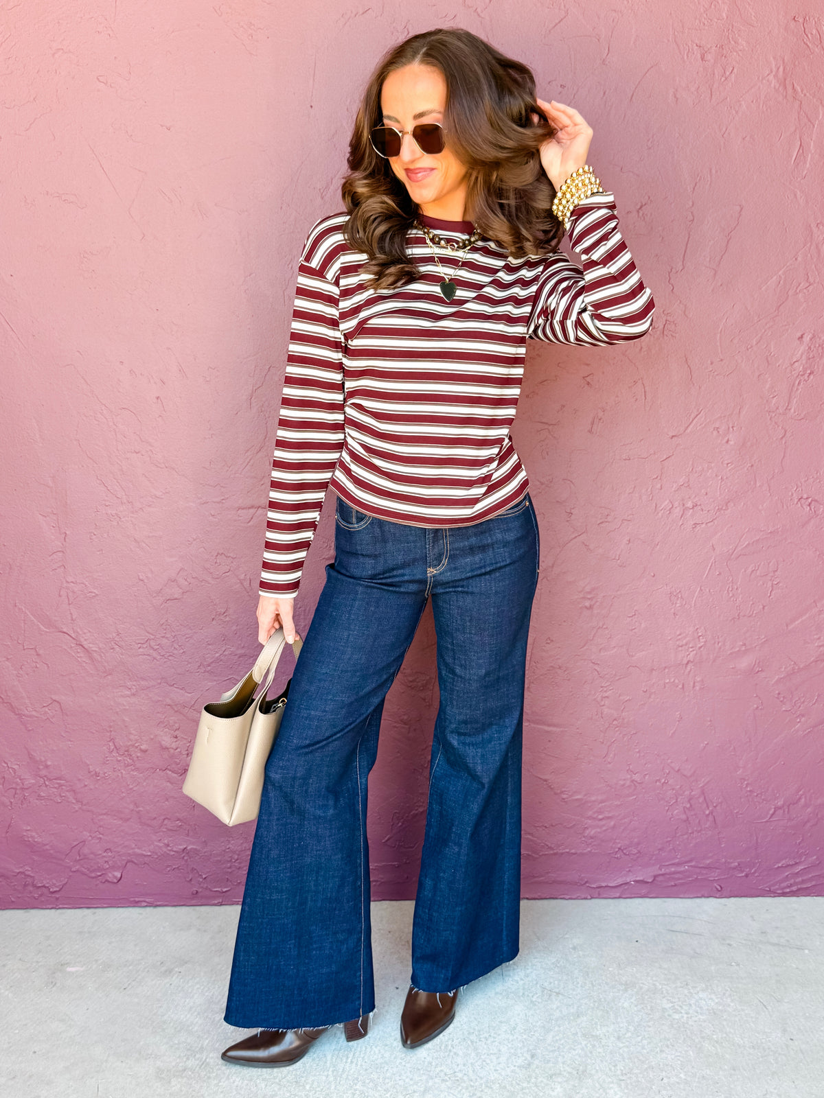 Daniella Striped Long Sleeve Top