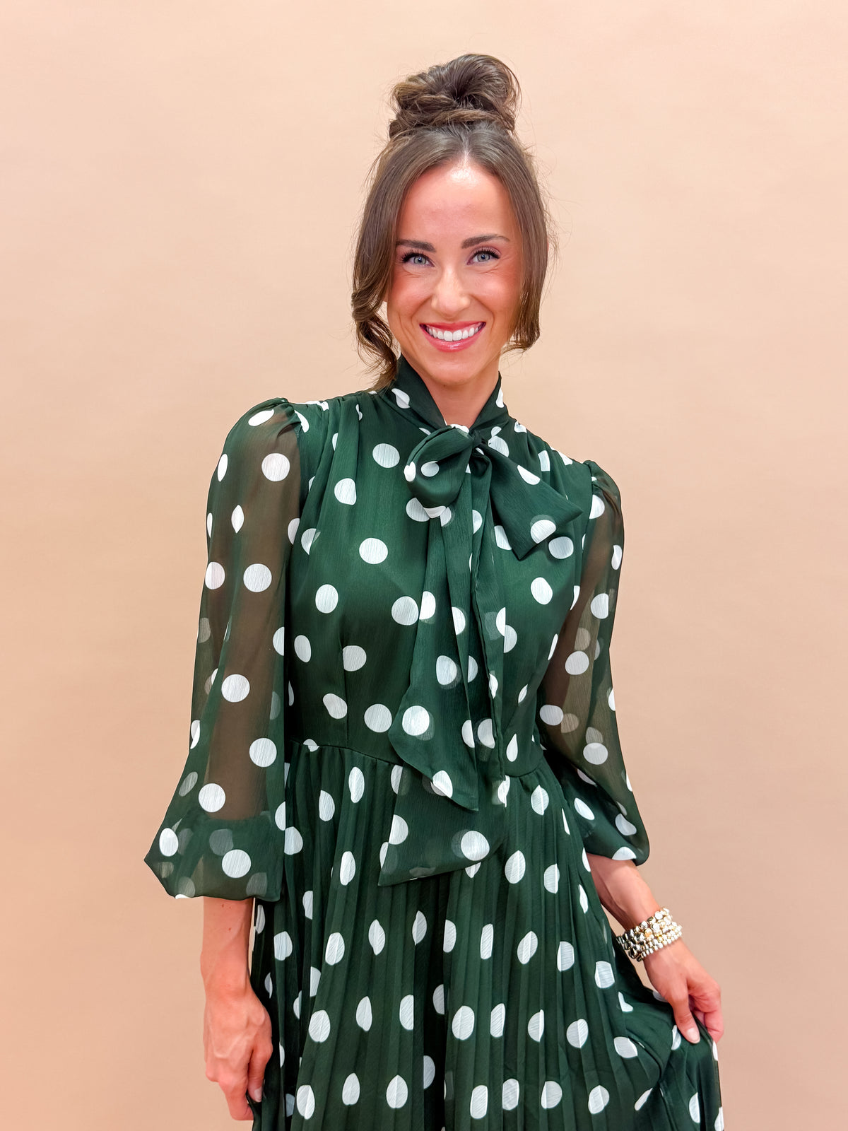 Dawson Polka Dot Tie Neck Maxi Dress