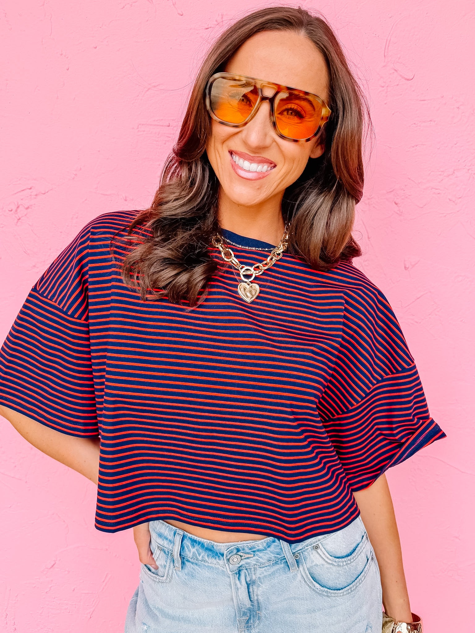 Deana Striped Top-Red