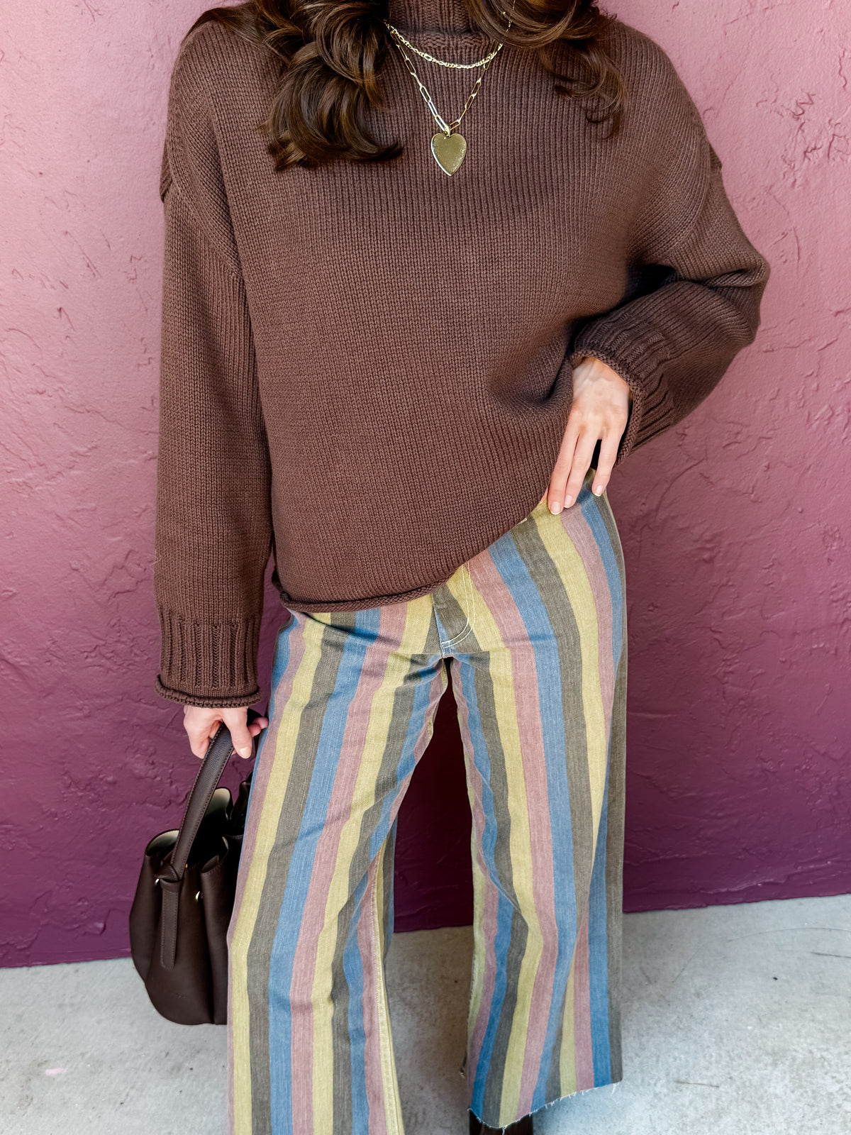 Delilah Multi Color Stripe Wide Leg Jeans