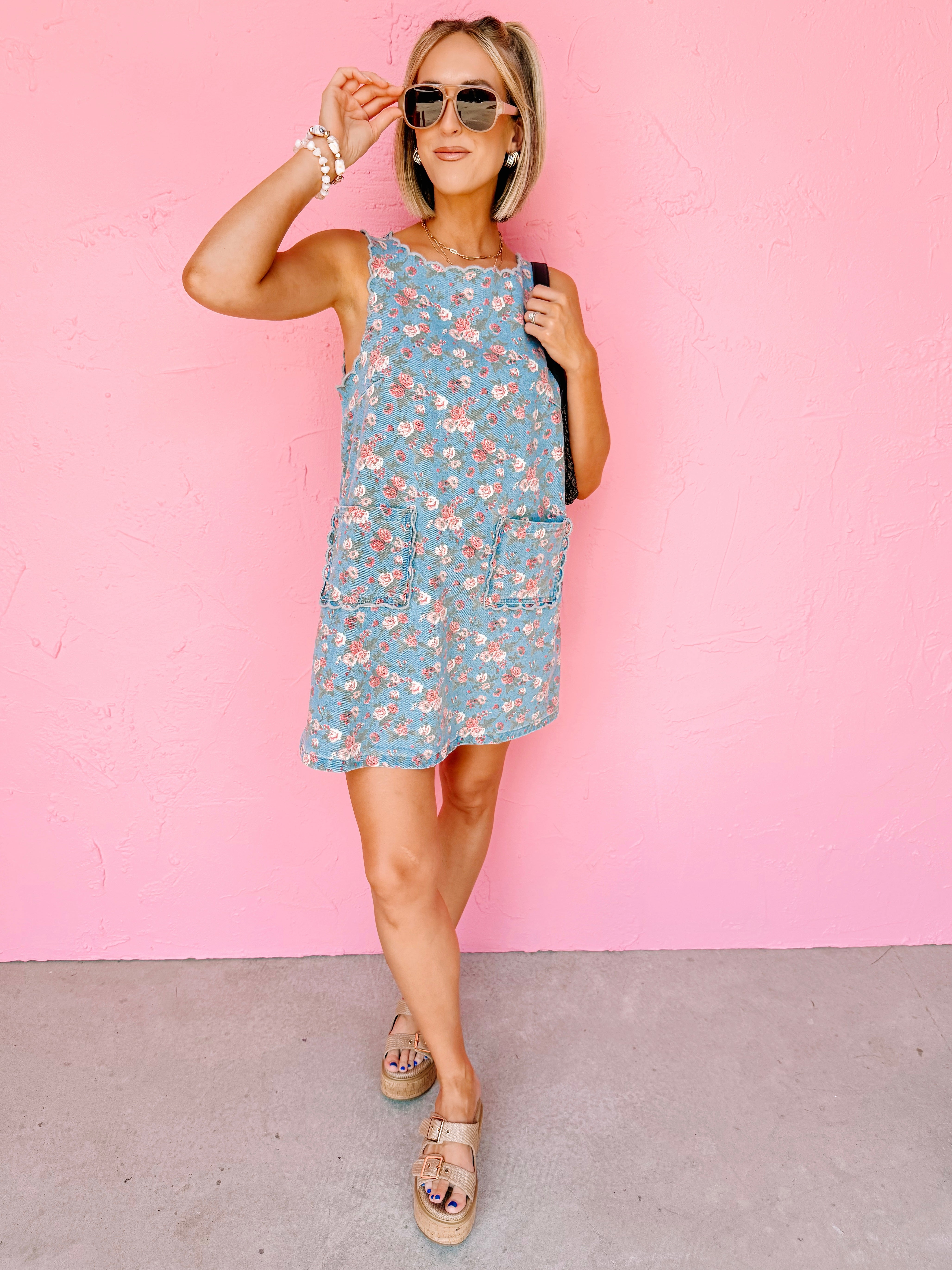 Denise Floral Denim Mini Dress