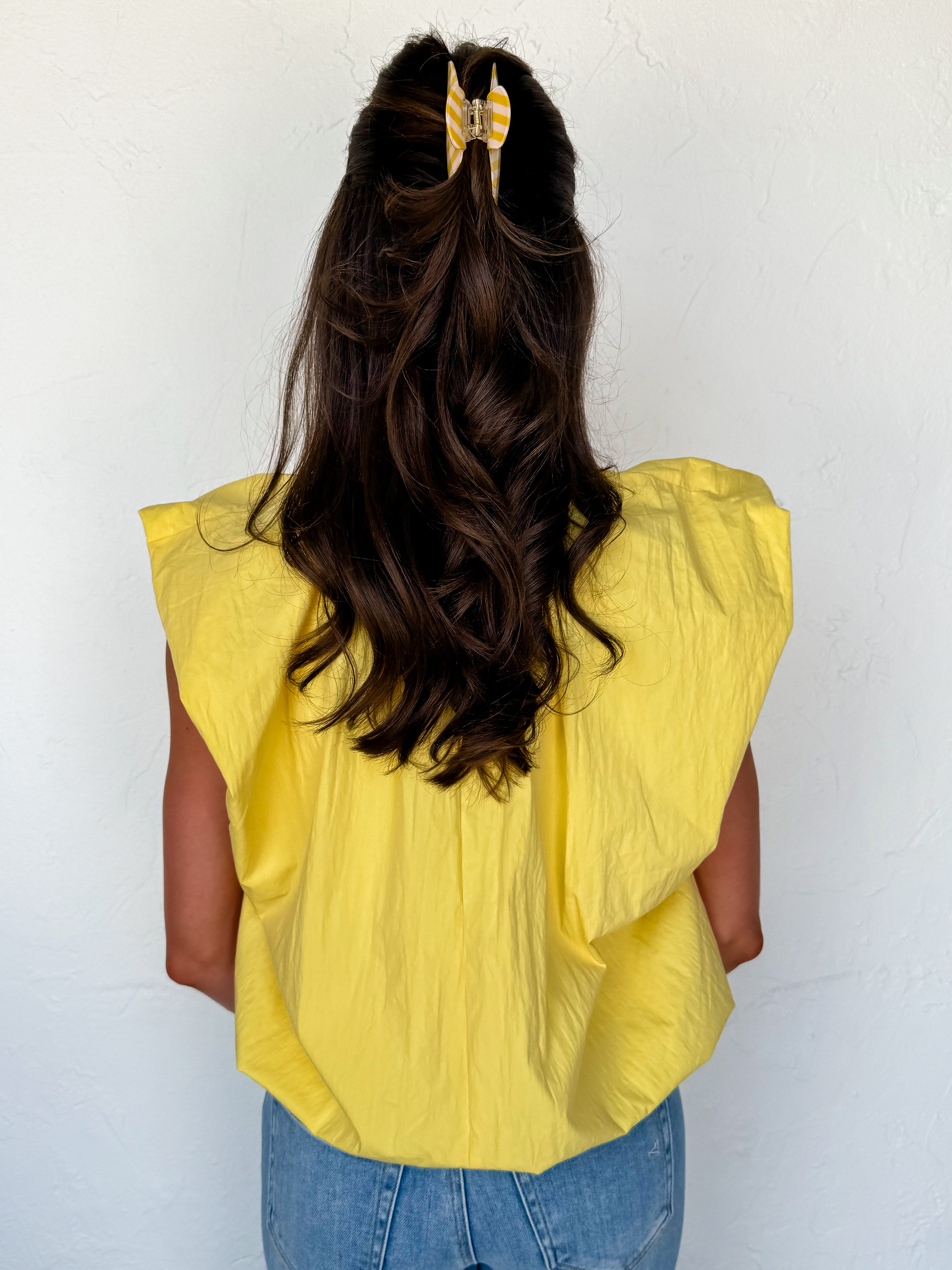 Diane V Neck Sleeveless Top-Yellow