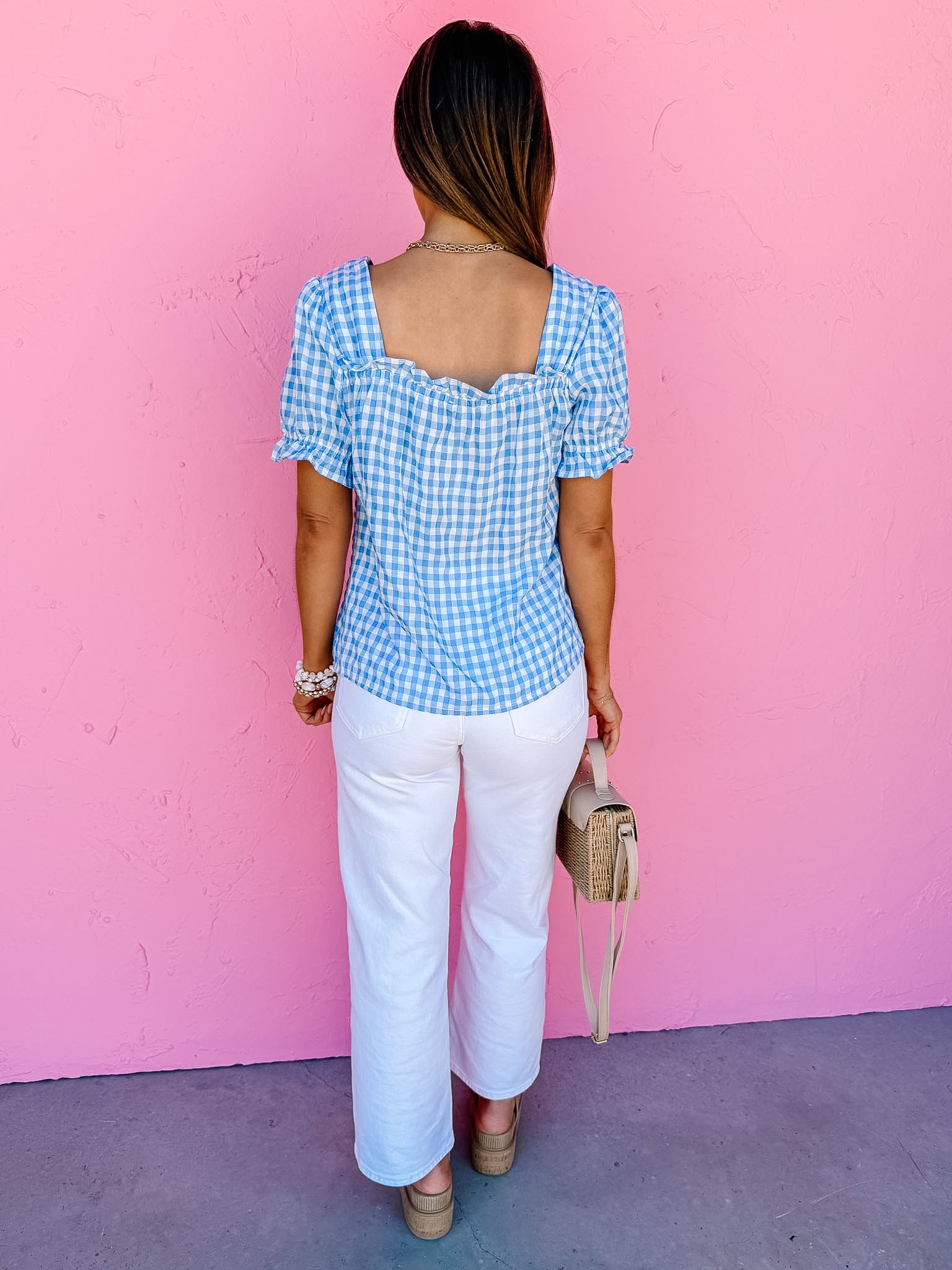 Dodie Gingham Top-Blue