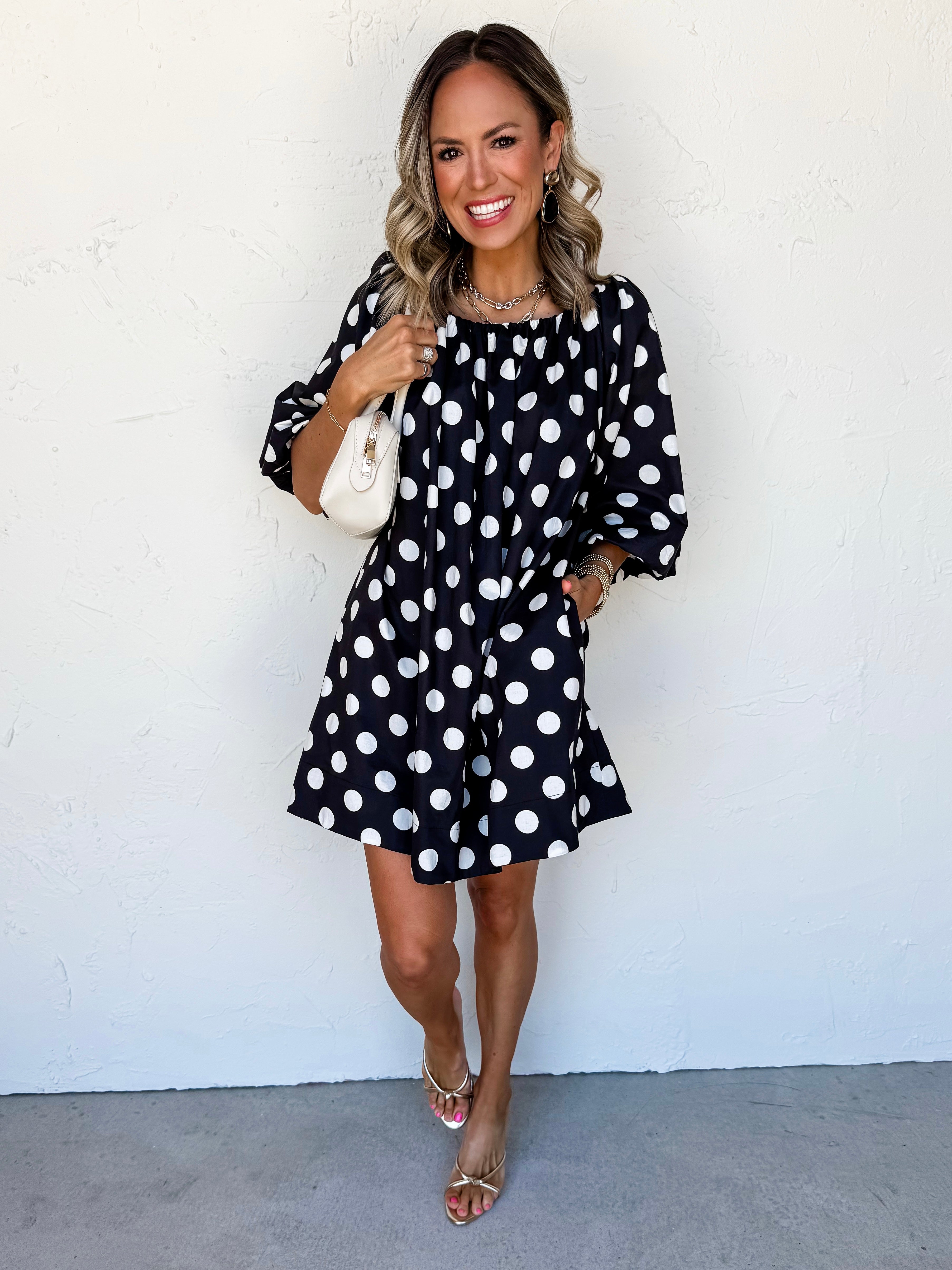 Dotted Darling Mini Dress-Black