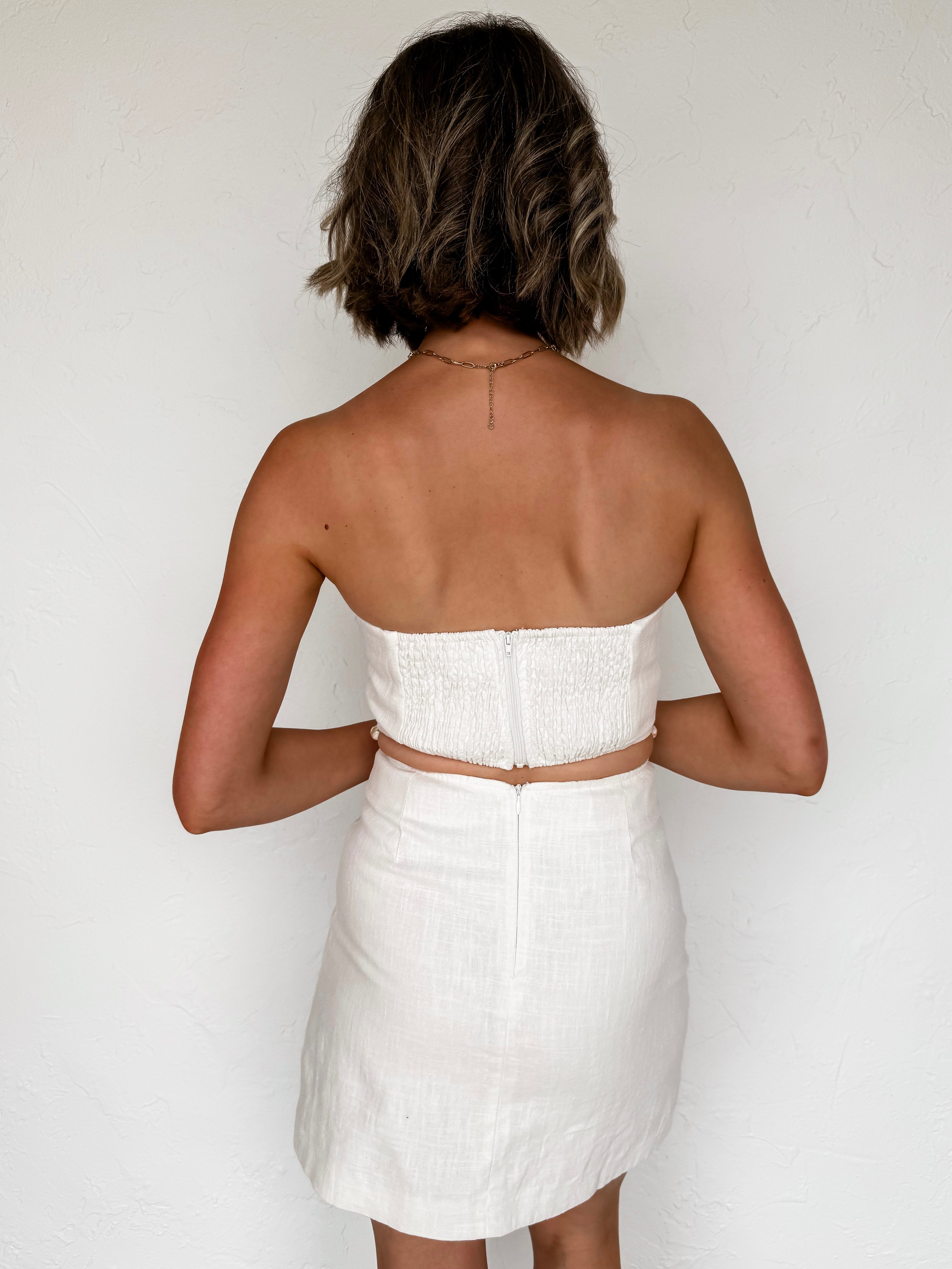 Dovie Beaded Strapless Mini Dress
