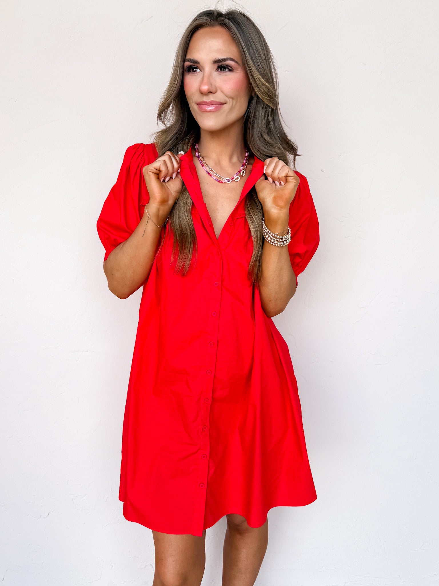 Downtown Darling Button Front Mini Dress