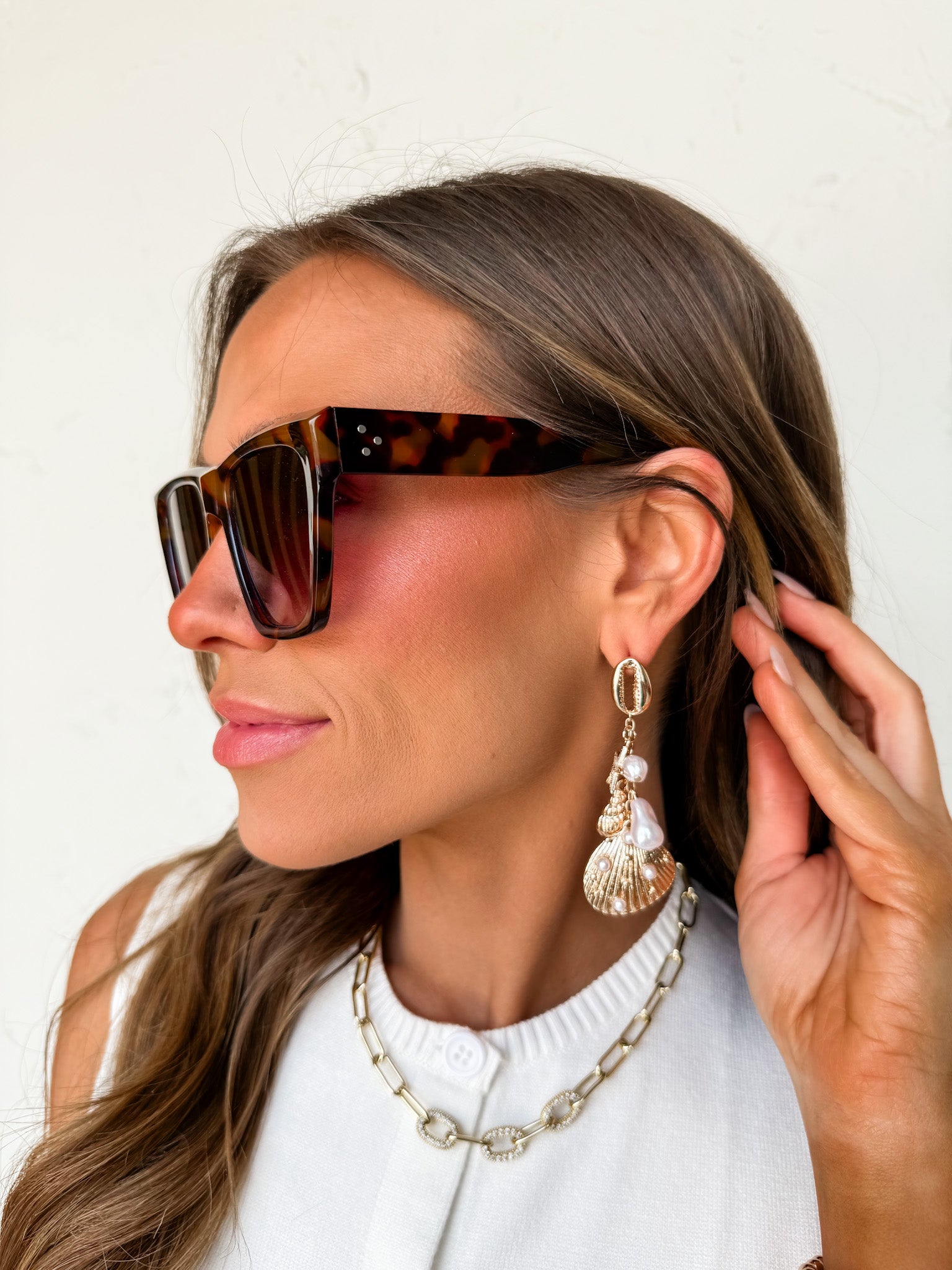 Drawn To The Beach Seashell Dangle Earrings