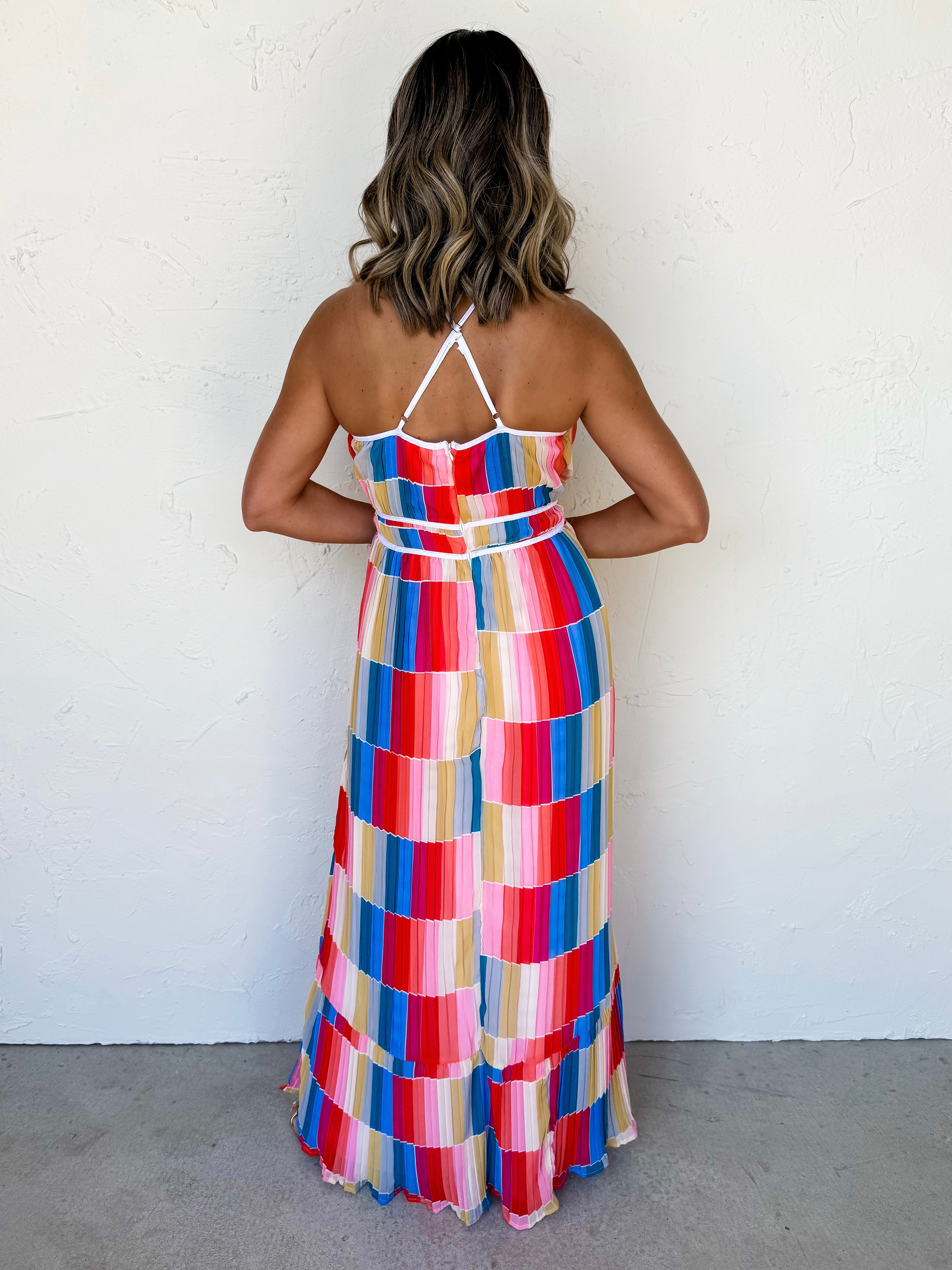 Electric Sunset Sleeveless Maxi Dress