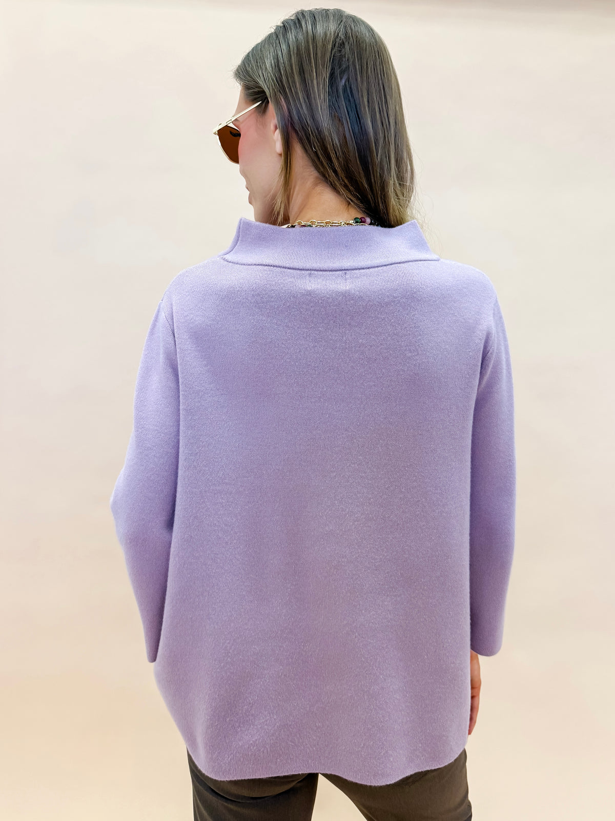 Ellen Mock Neck Bell Sleeve Sweater-Dusty Rose