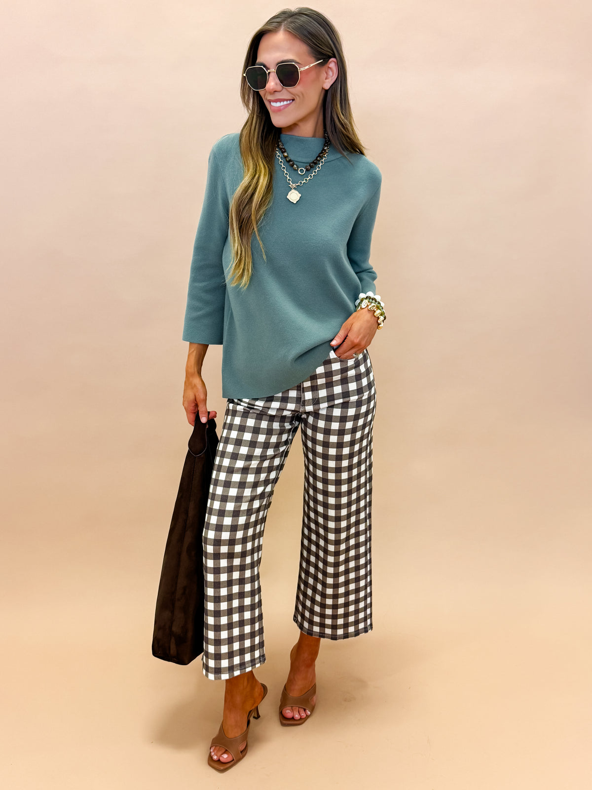 Ellen Mock Neck Bell Sleeve Sweater-Sage Green