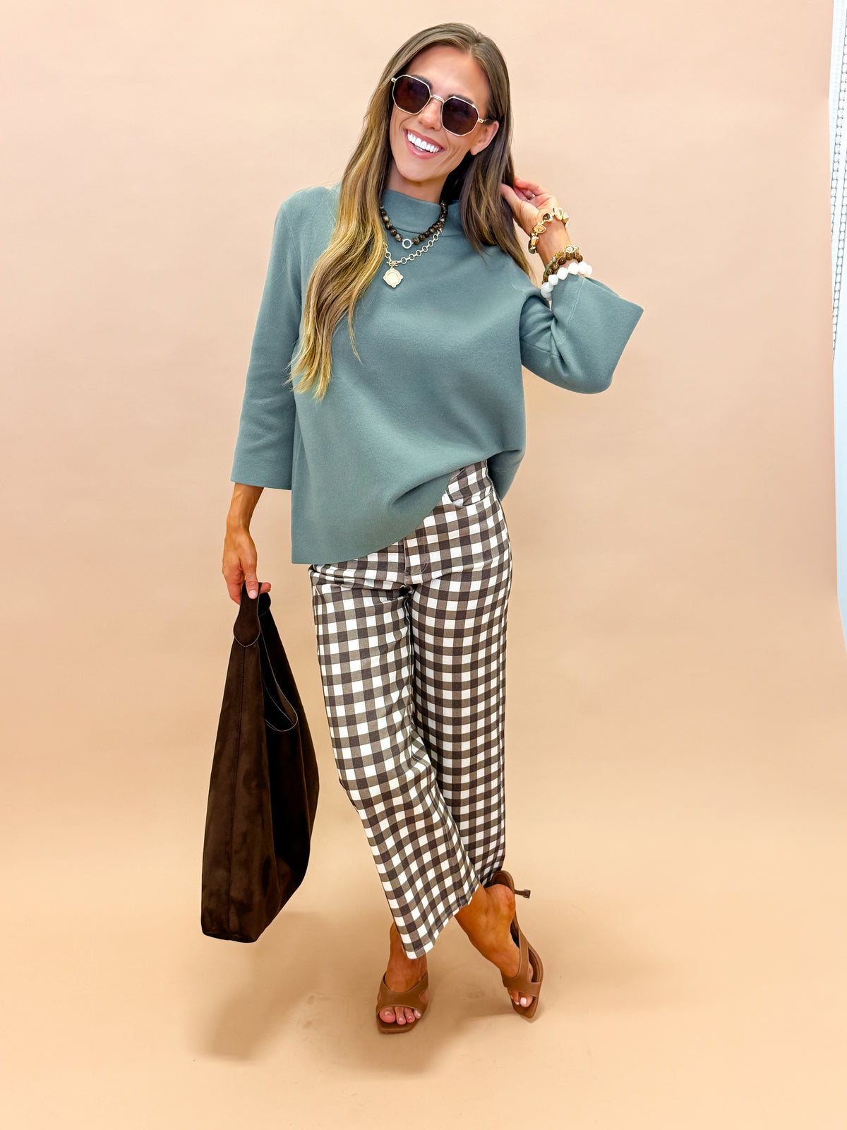 Ellen Mock Neck Bell Sleeve Sweater-Sage Green