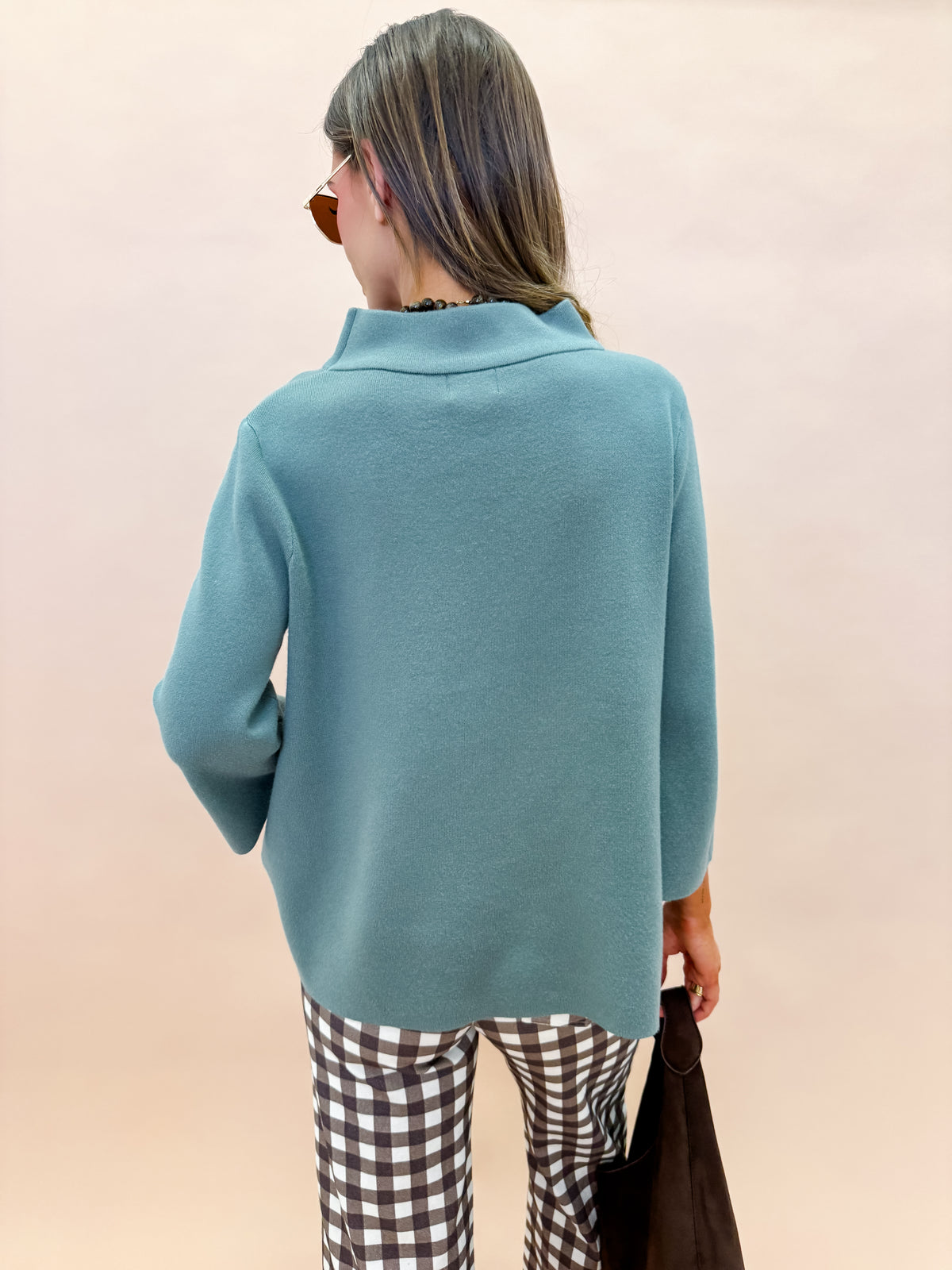 Ellen Mock Neck Bell Sleeve Sweater-Sage Green