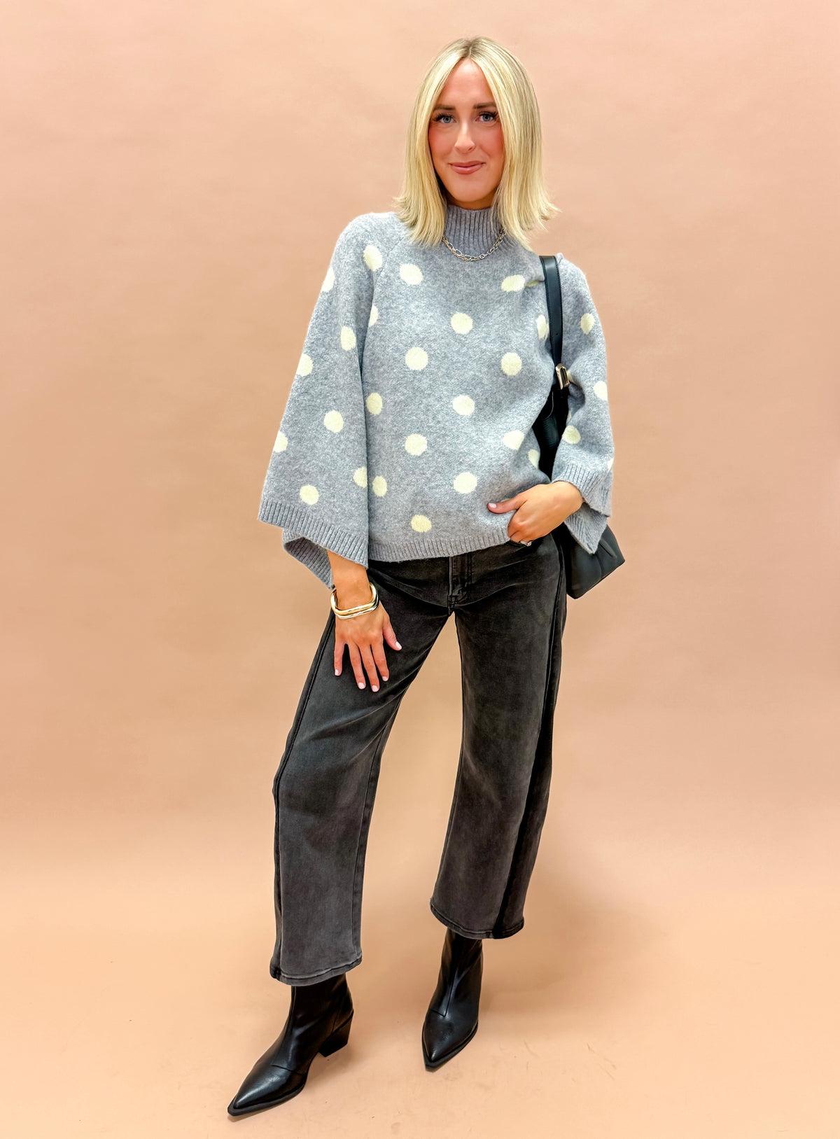 Emerson Dot Raglan Turtleneck Sweater
