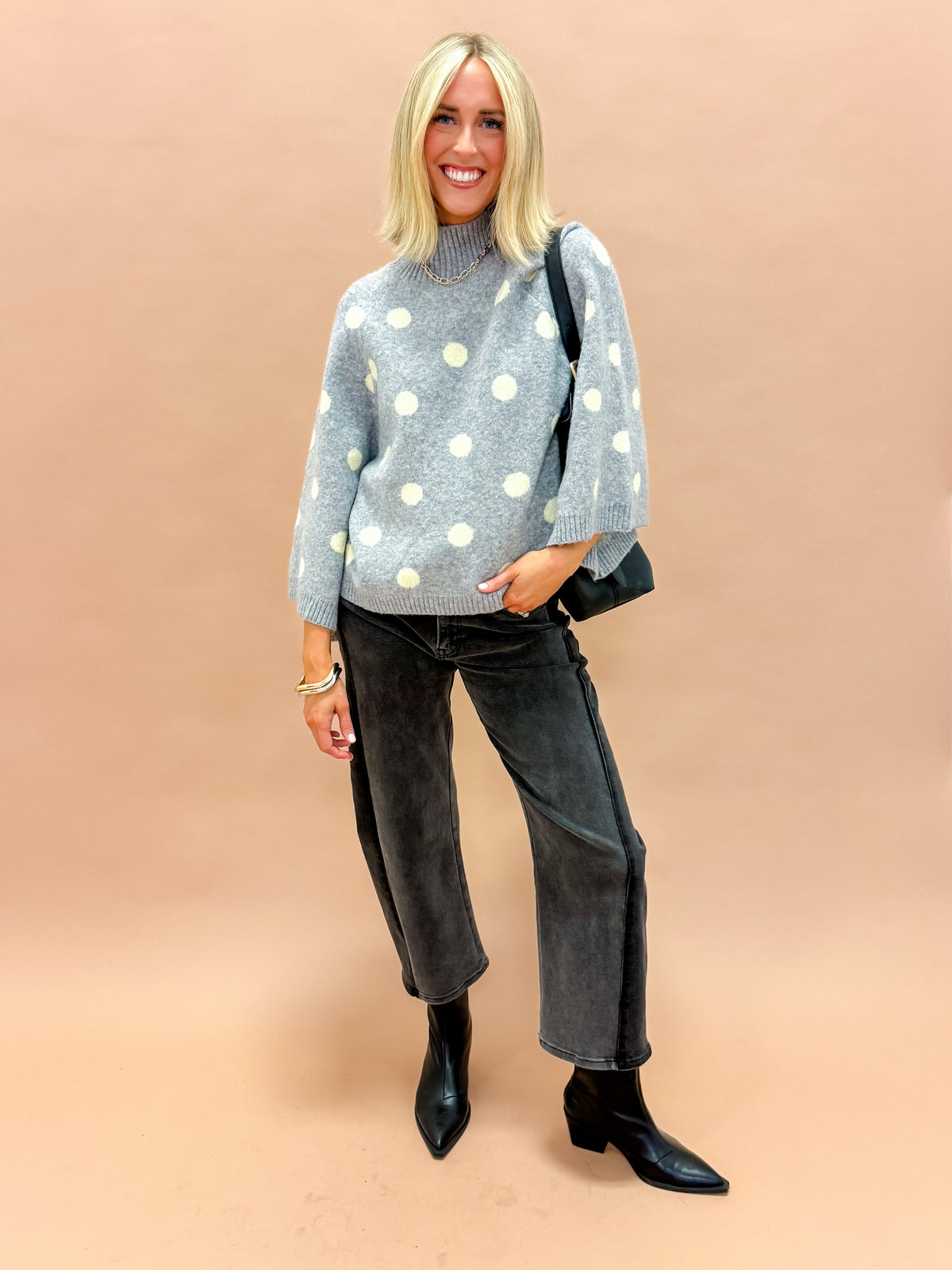 Emerson Dot Raglan Turtleneck Sweater