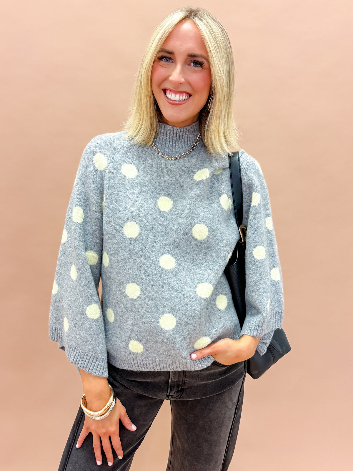 Emerson Dot Raglan Turtleneck Sweater