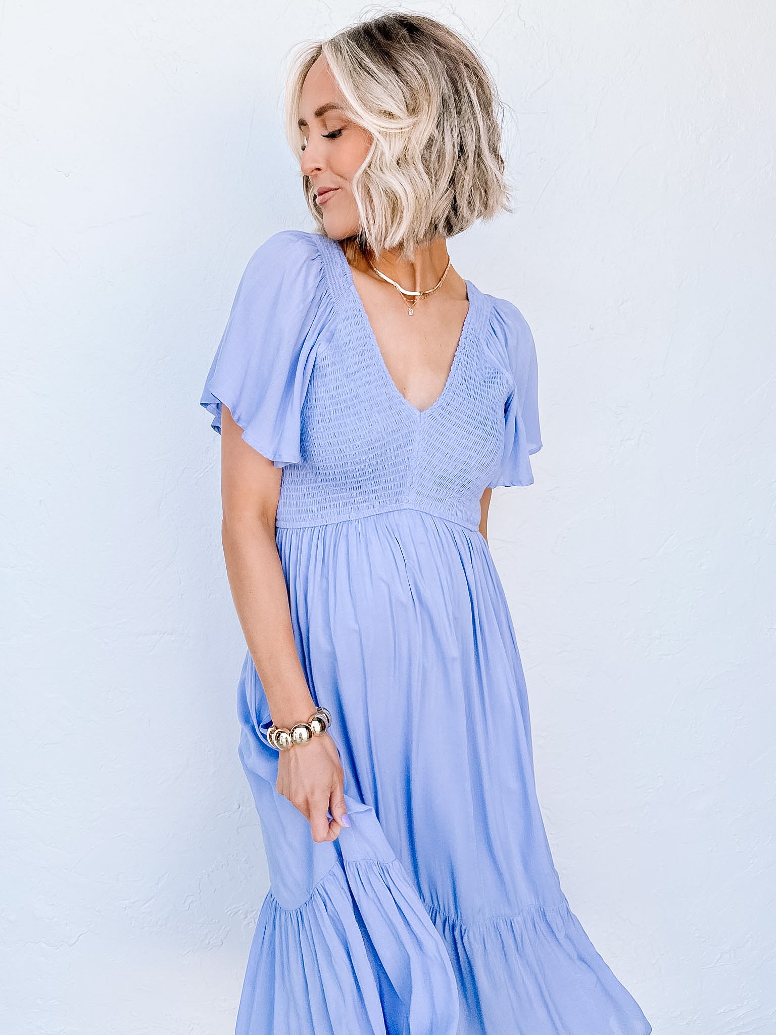 Emory Smocked Dress-Blue