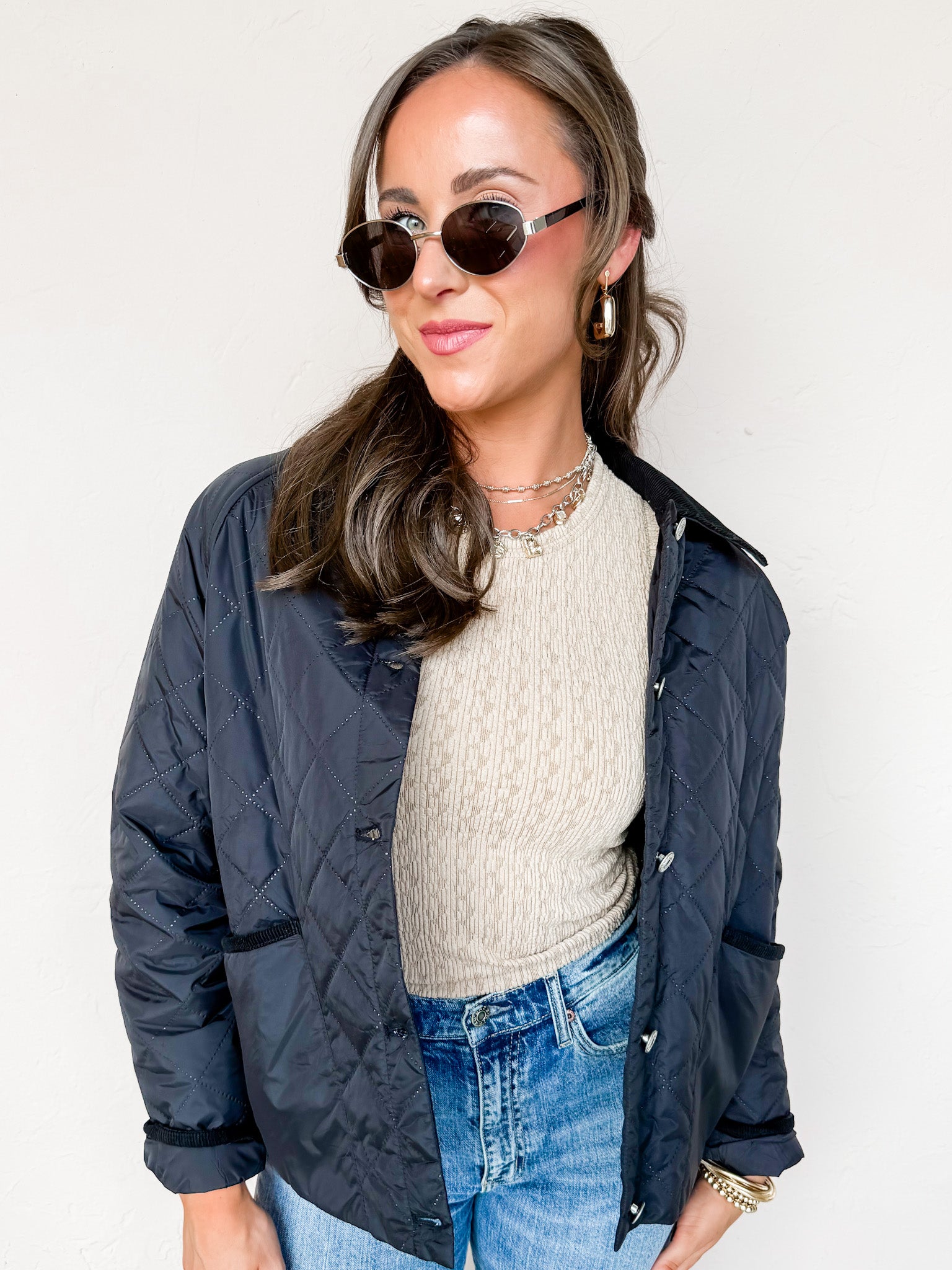 Endless Layers Button Front Jacket-Black