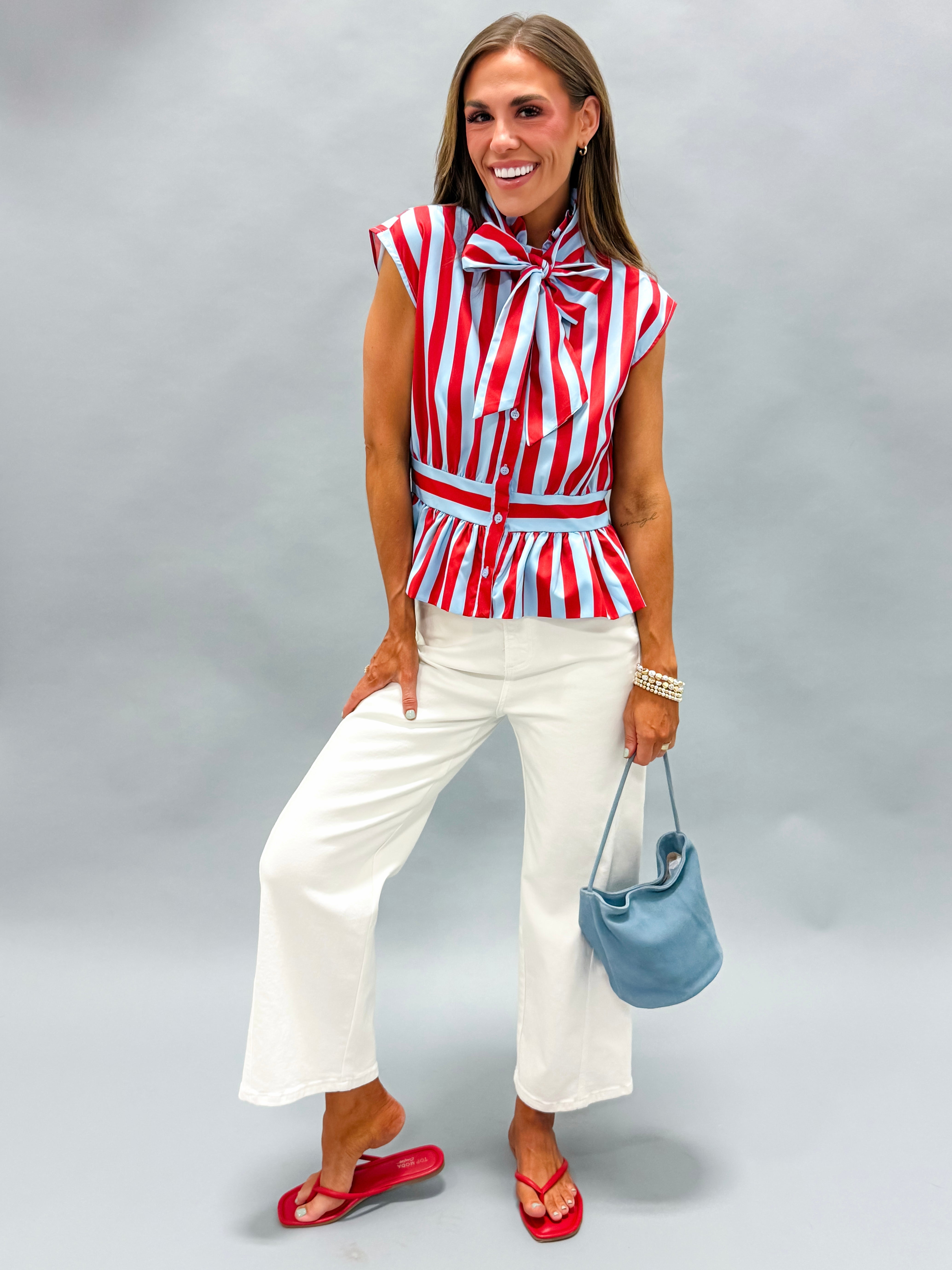Etta Striped Bow Top