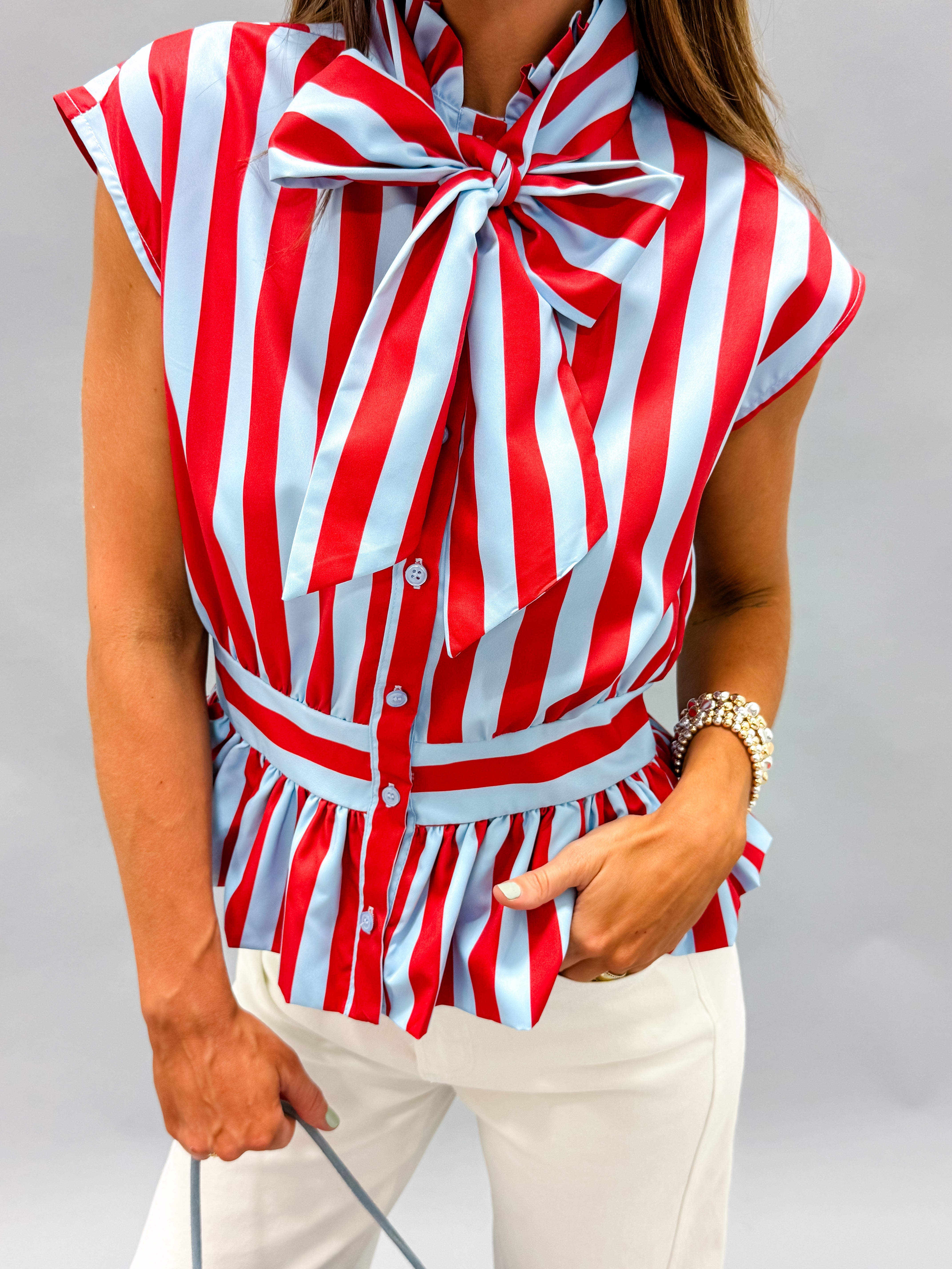 Etta Striped Bow Top