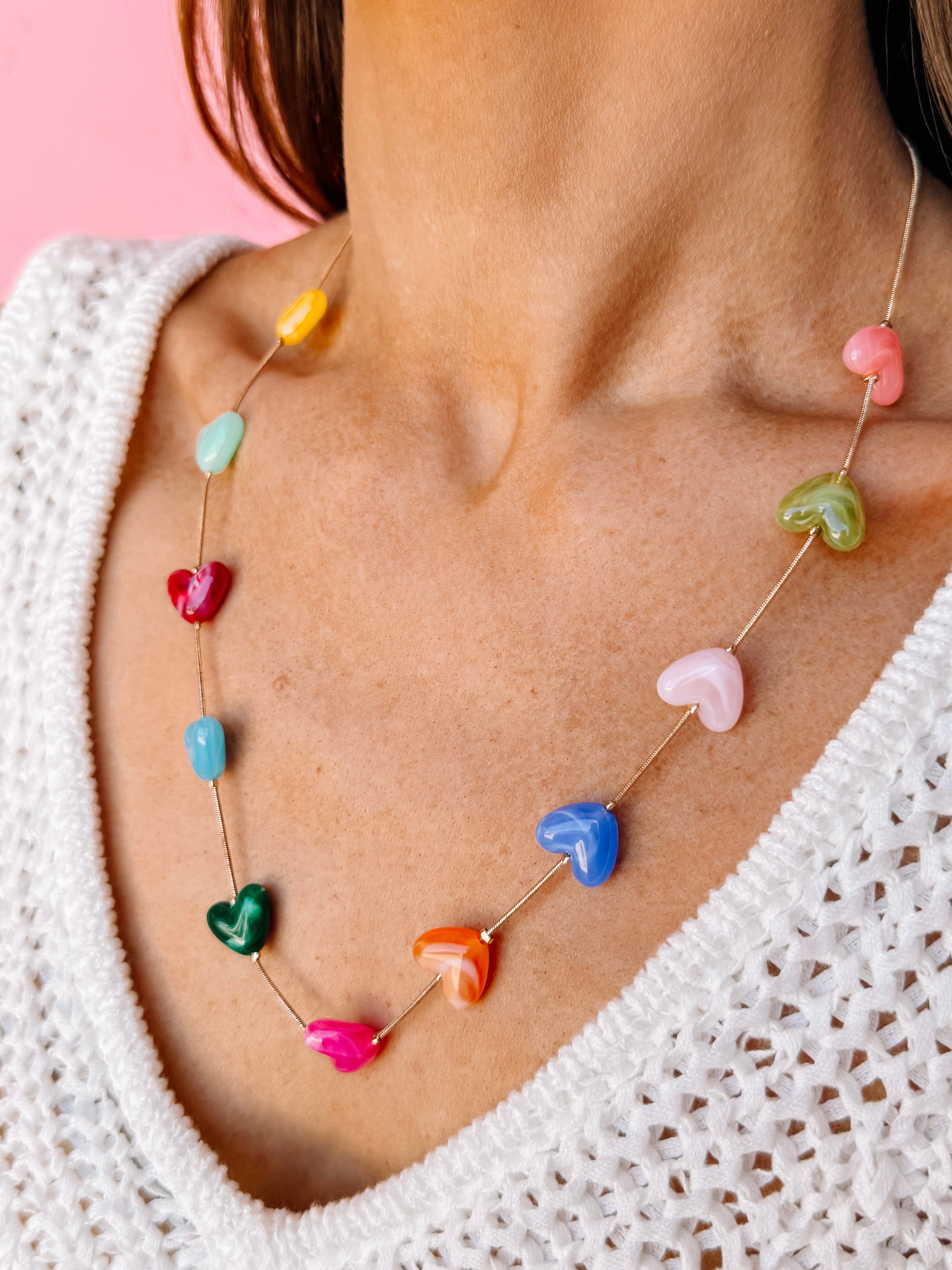 Everleigh Multicolor Heart Station Necklace