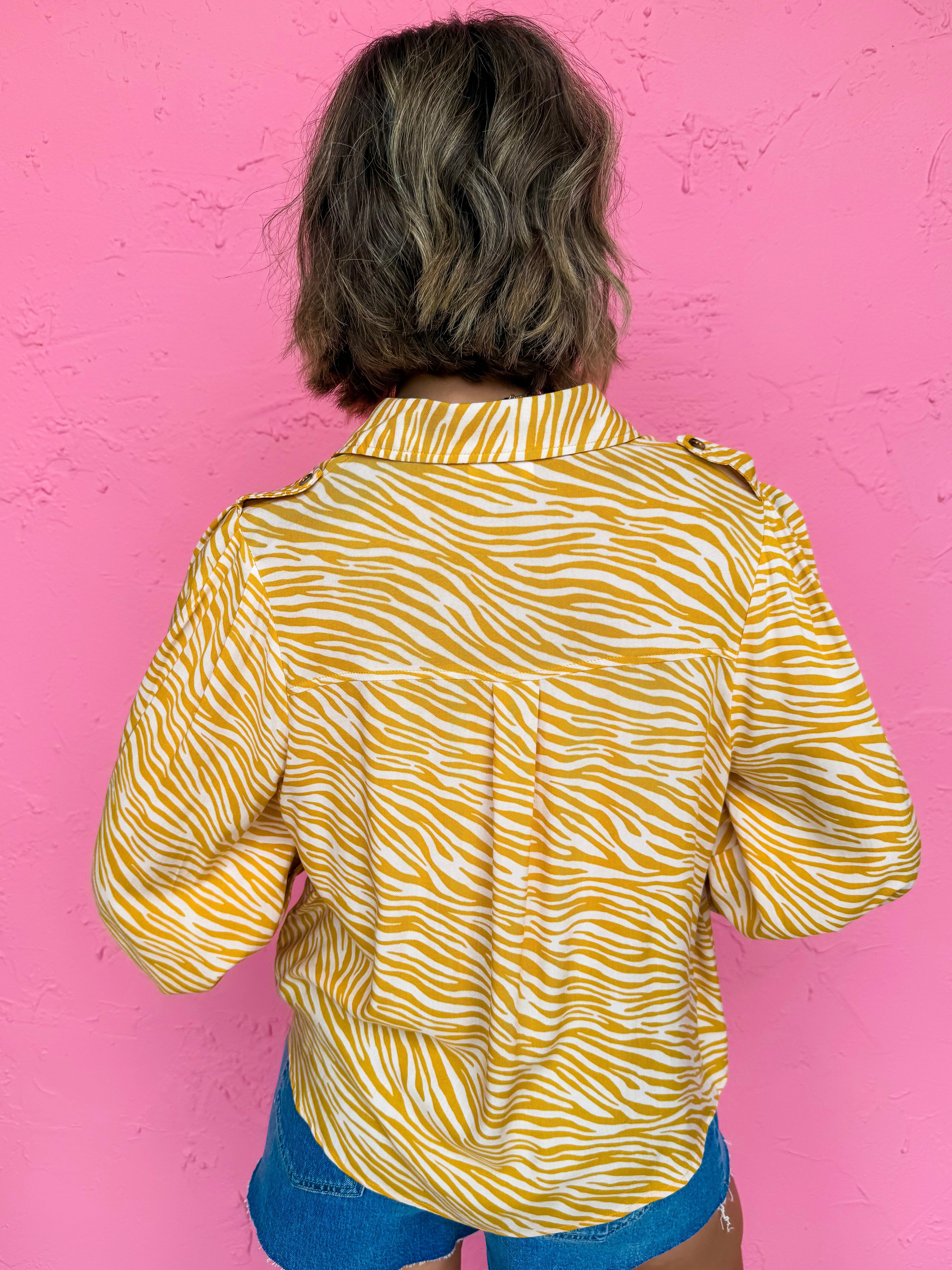 Fen Animal Print Button Front Top