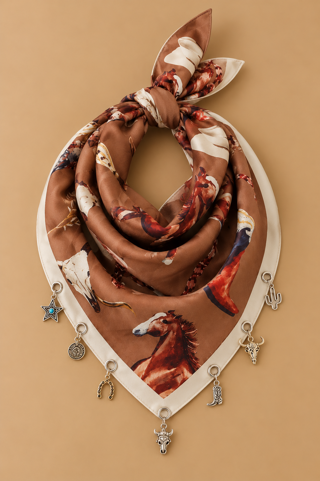 Finley Western Cowboy Print Charm Bandana Scarf