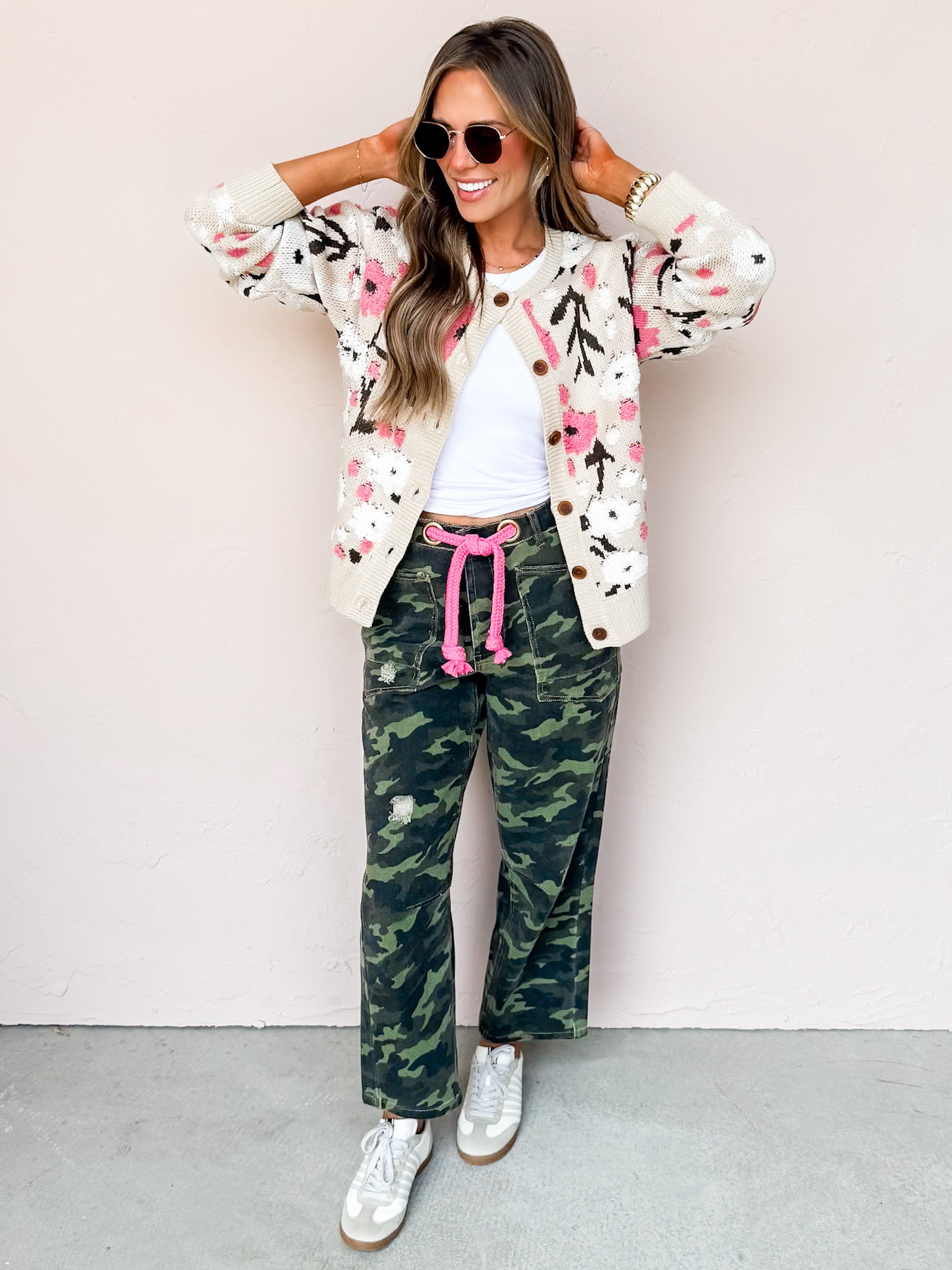 Flower Path Floral Button Front Cardigan