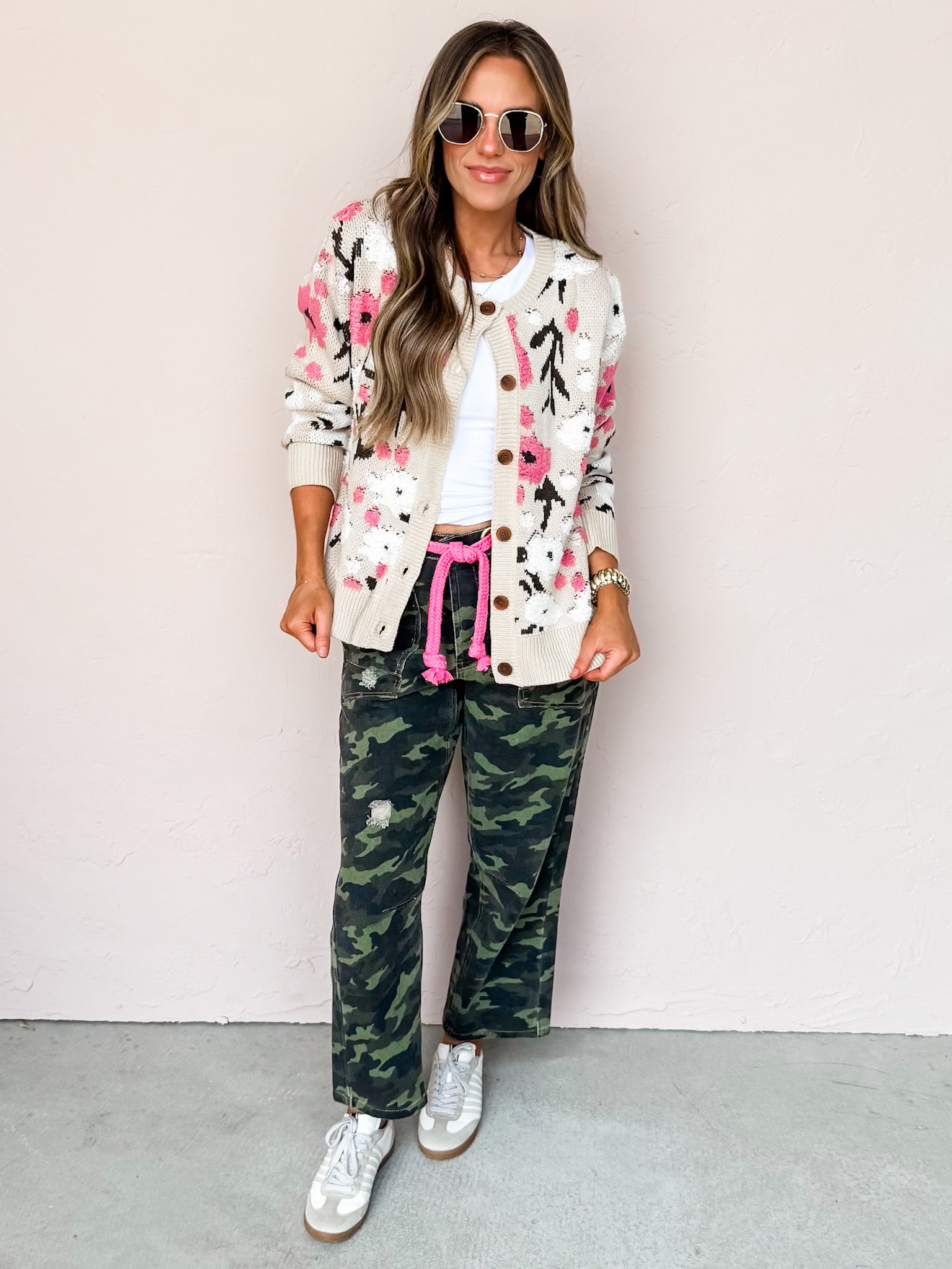 Flower Path Floral Button Front Cardigan