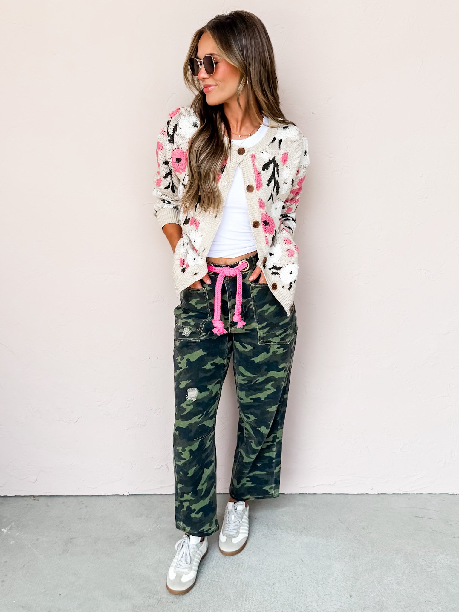 Flower Path Floral Button Front Cardigan