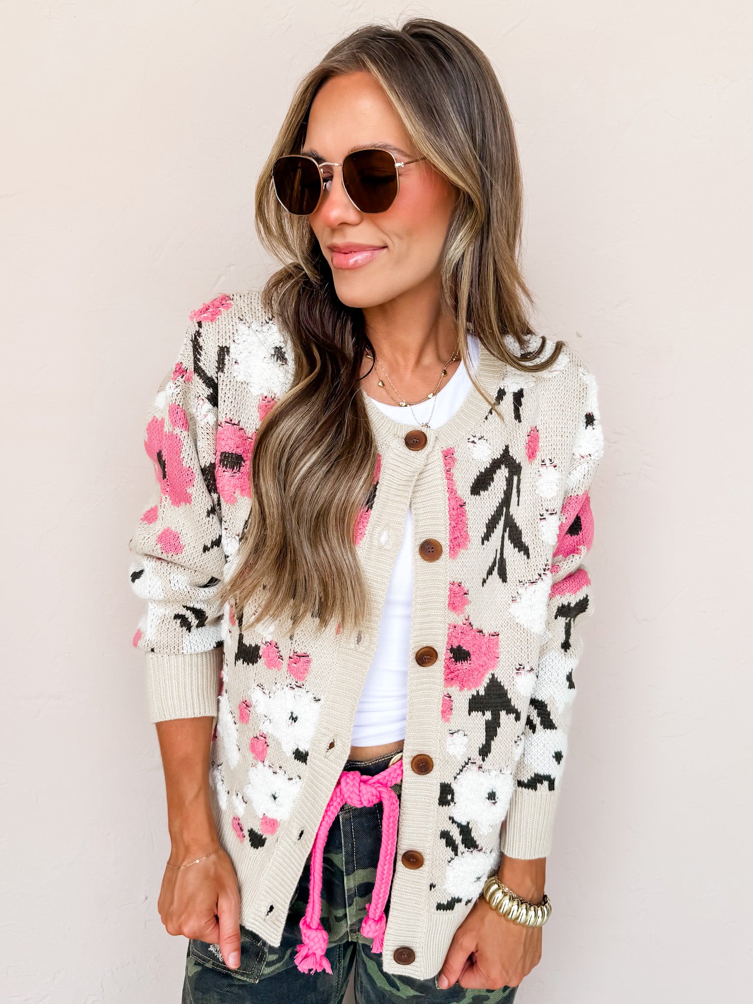 Flower Path Floral Button Front Cardigan