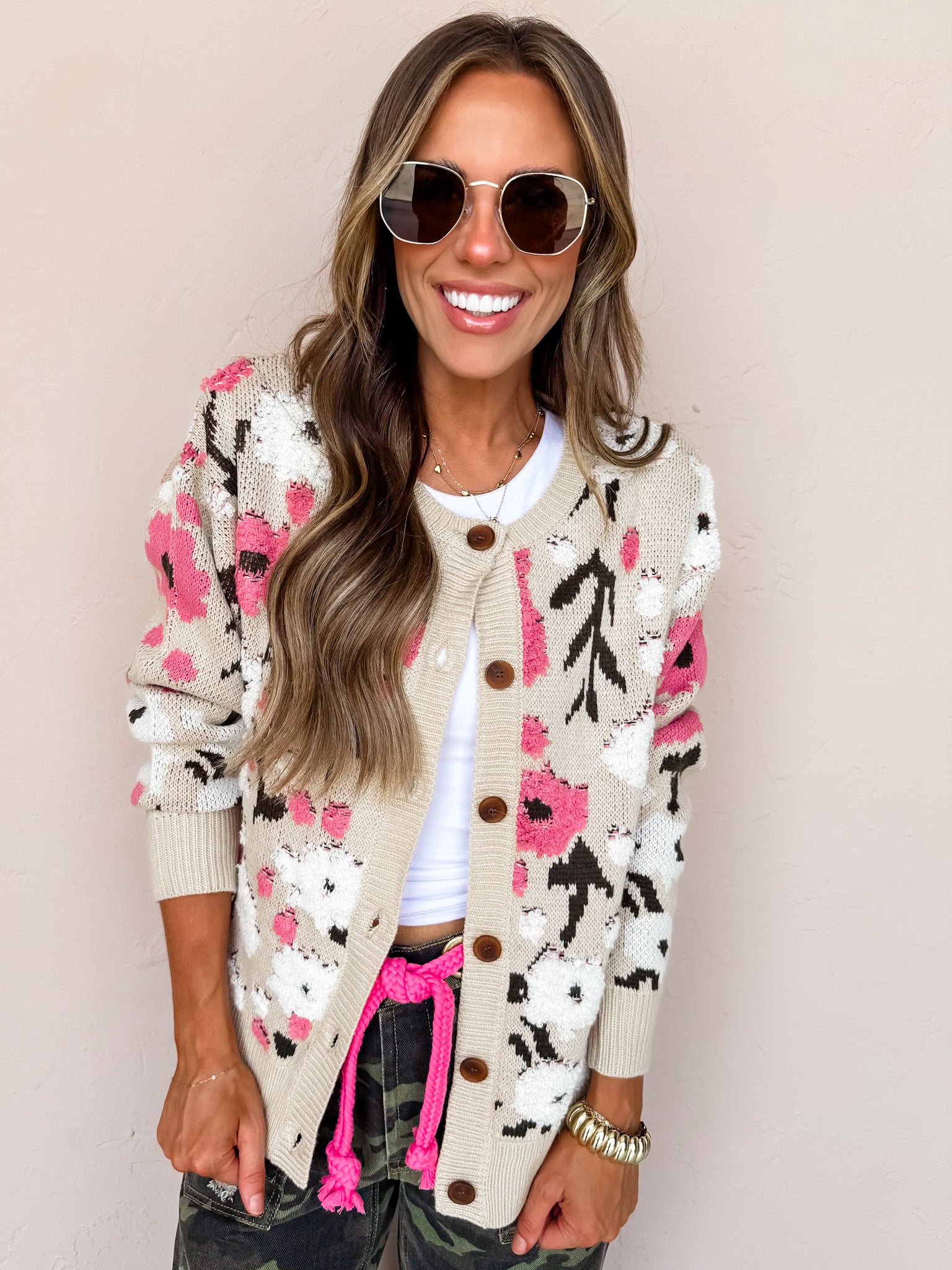 Flower Path Floral Button Front Cardigan
