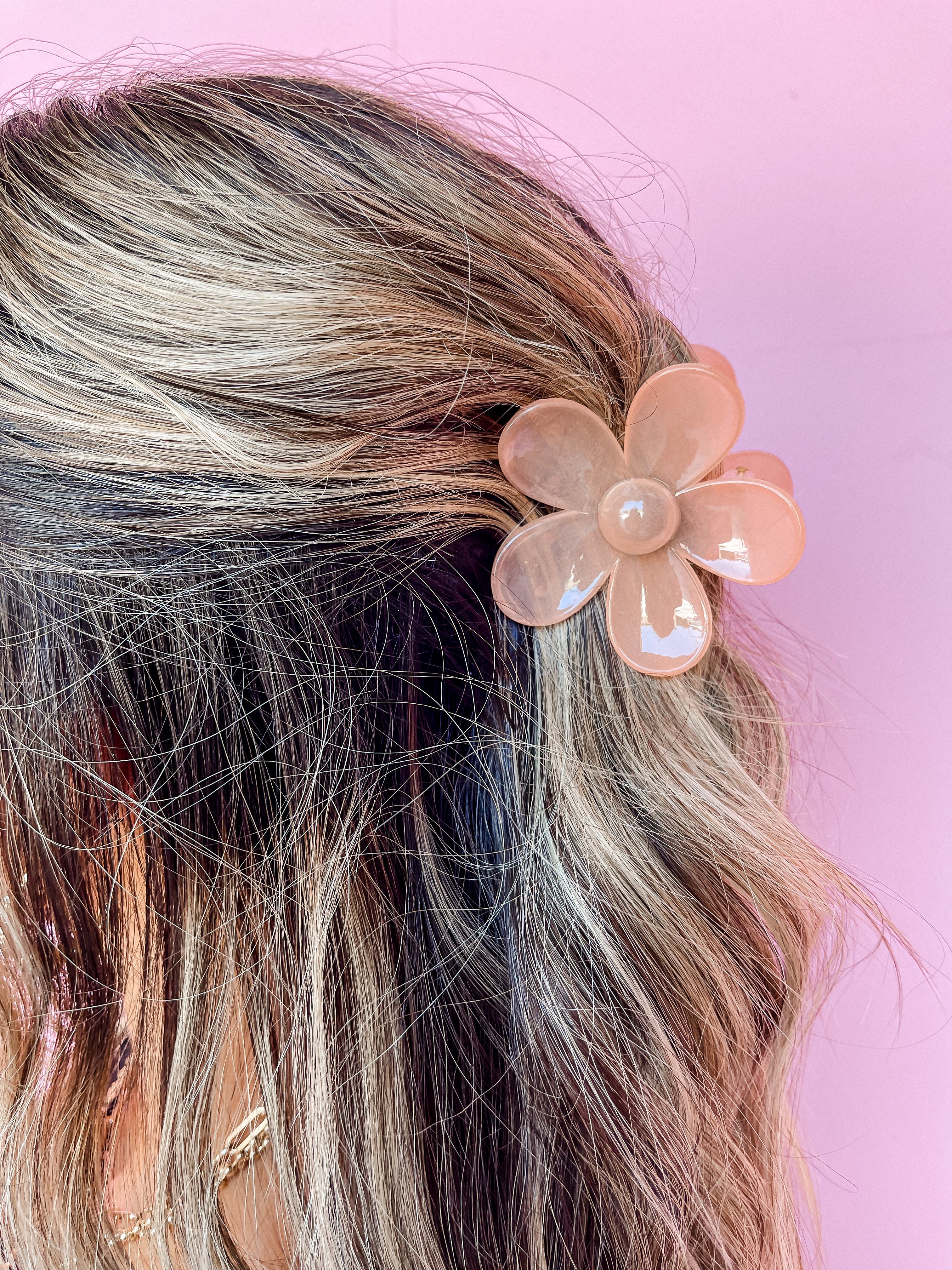 Flower Power Large Hair Claw Clip-Peach