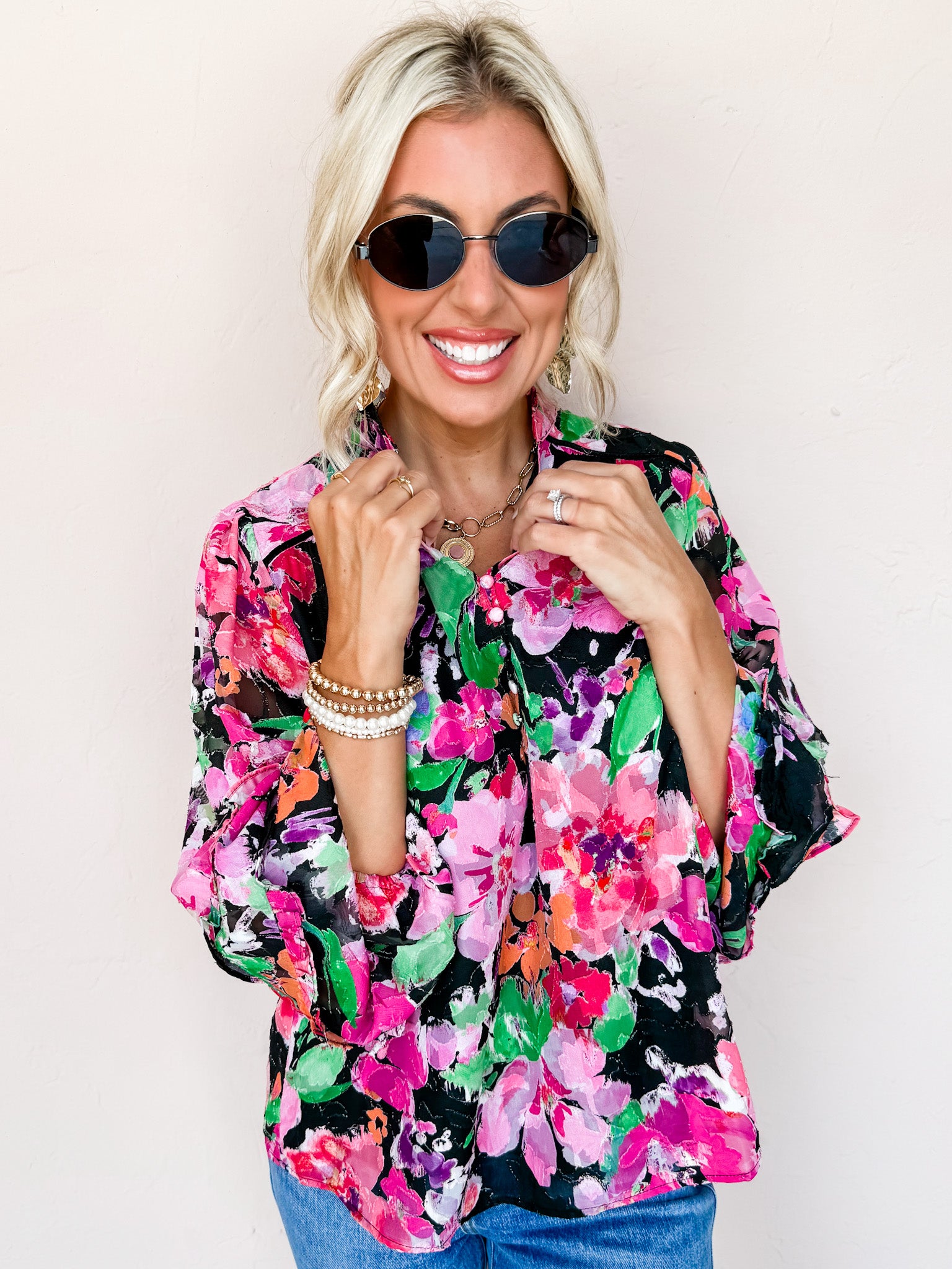 Forever Lovely Floral Jacquard Top