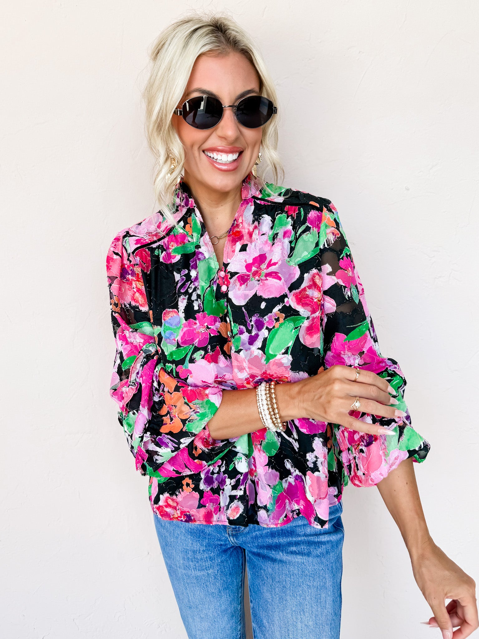 Forever Lovely Floral Jacquard Top