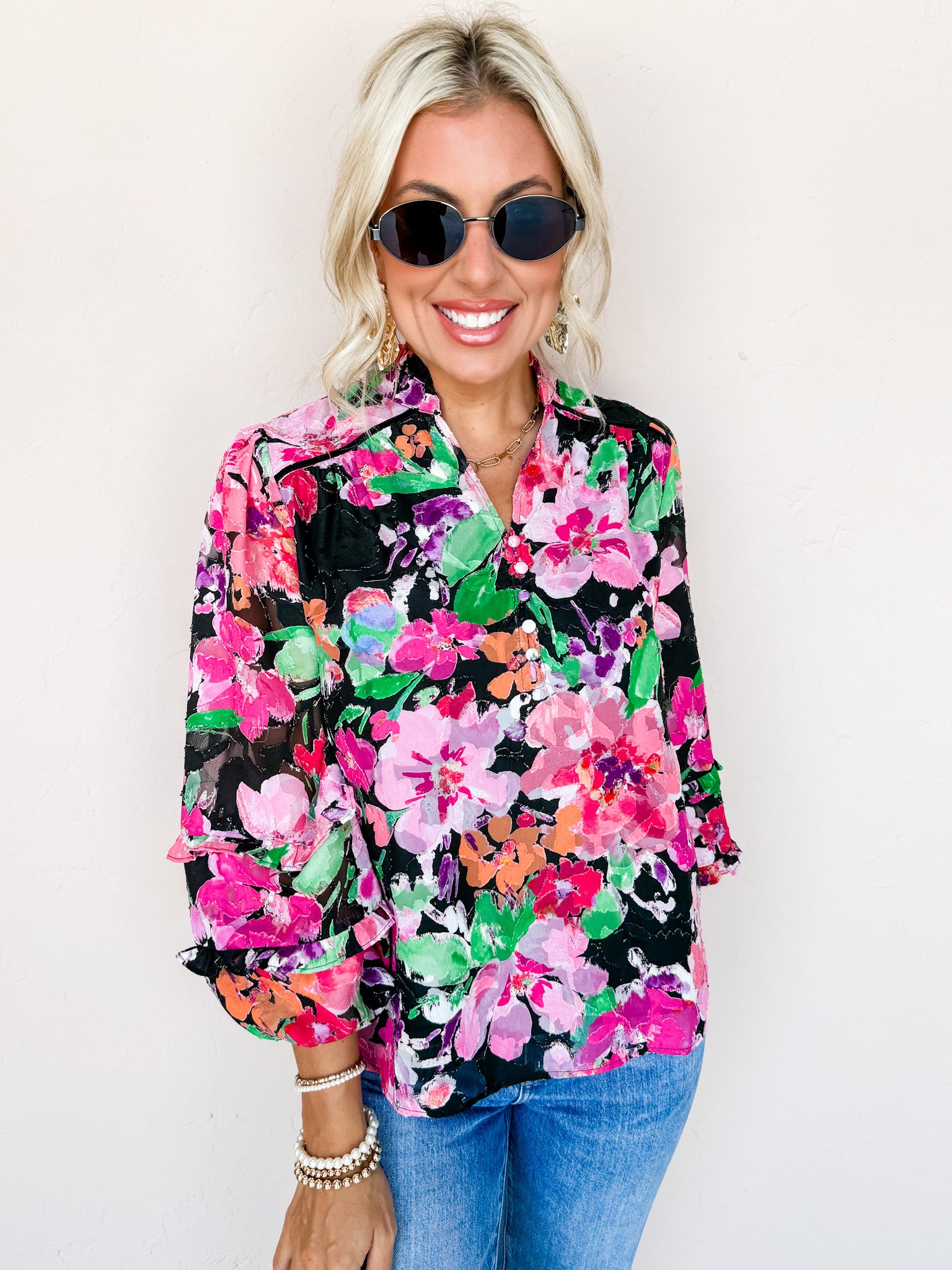 Forever Lovely Floral Jacquard Top
